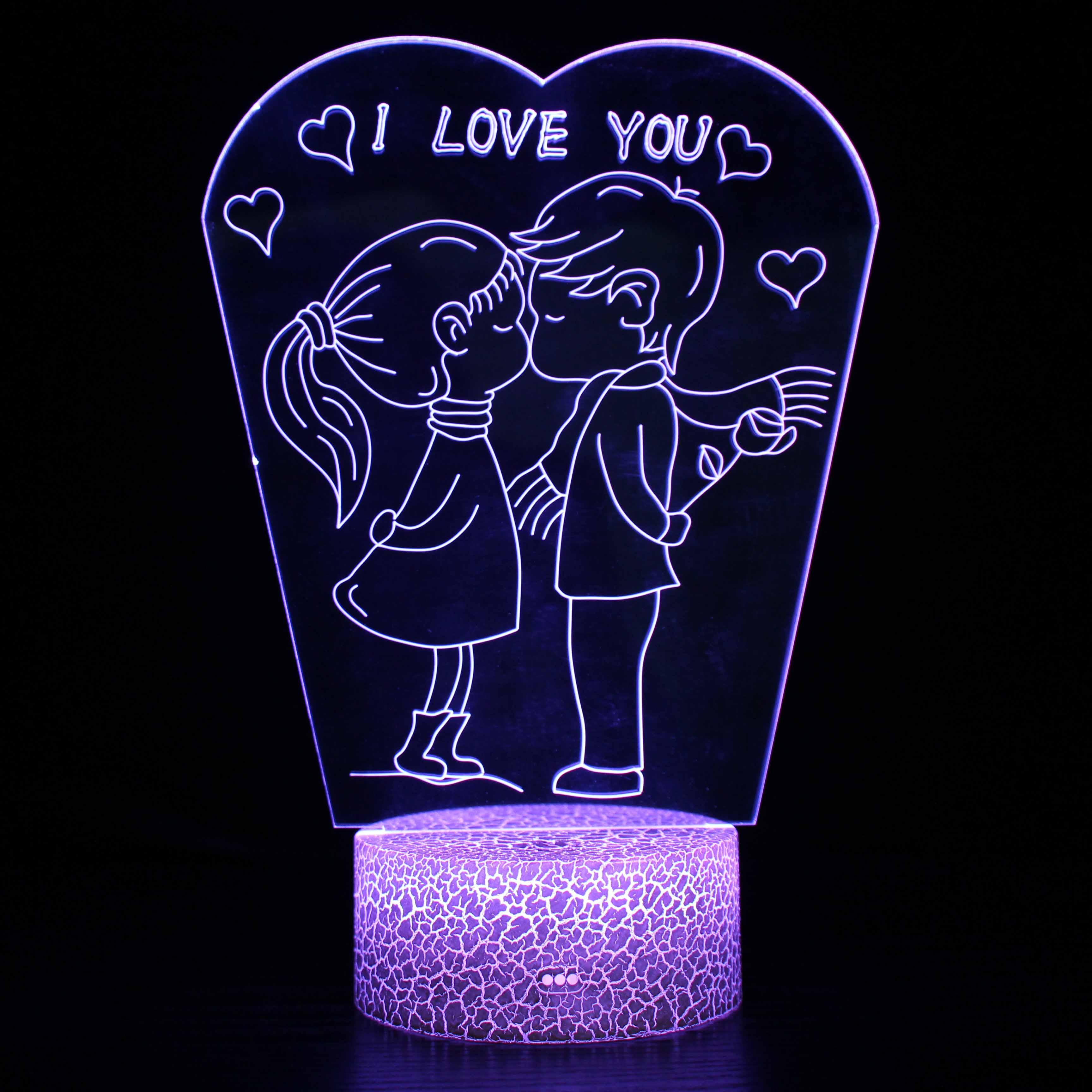 Valentine's Day 3D Optical Illusion Lamp - 3D Optical Lamp