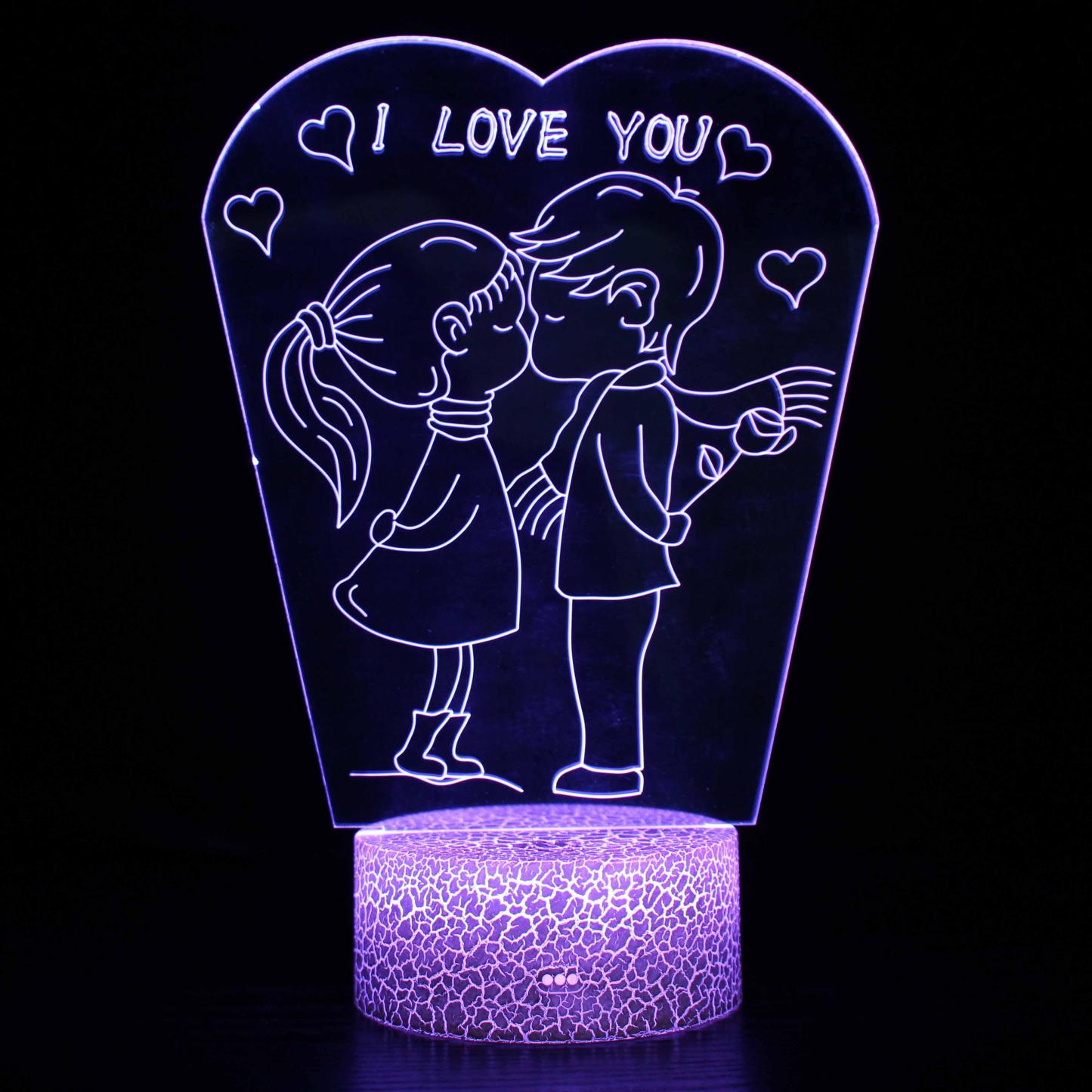 Valentine's Day 3D Optical Illusion Lamp - 3D Optical Lamp