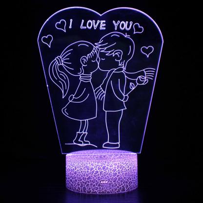 Valentine's Day 3D Optical Illusion Lamp - 3D Optical Lamp