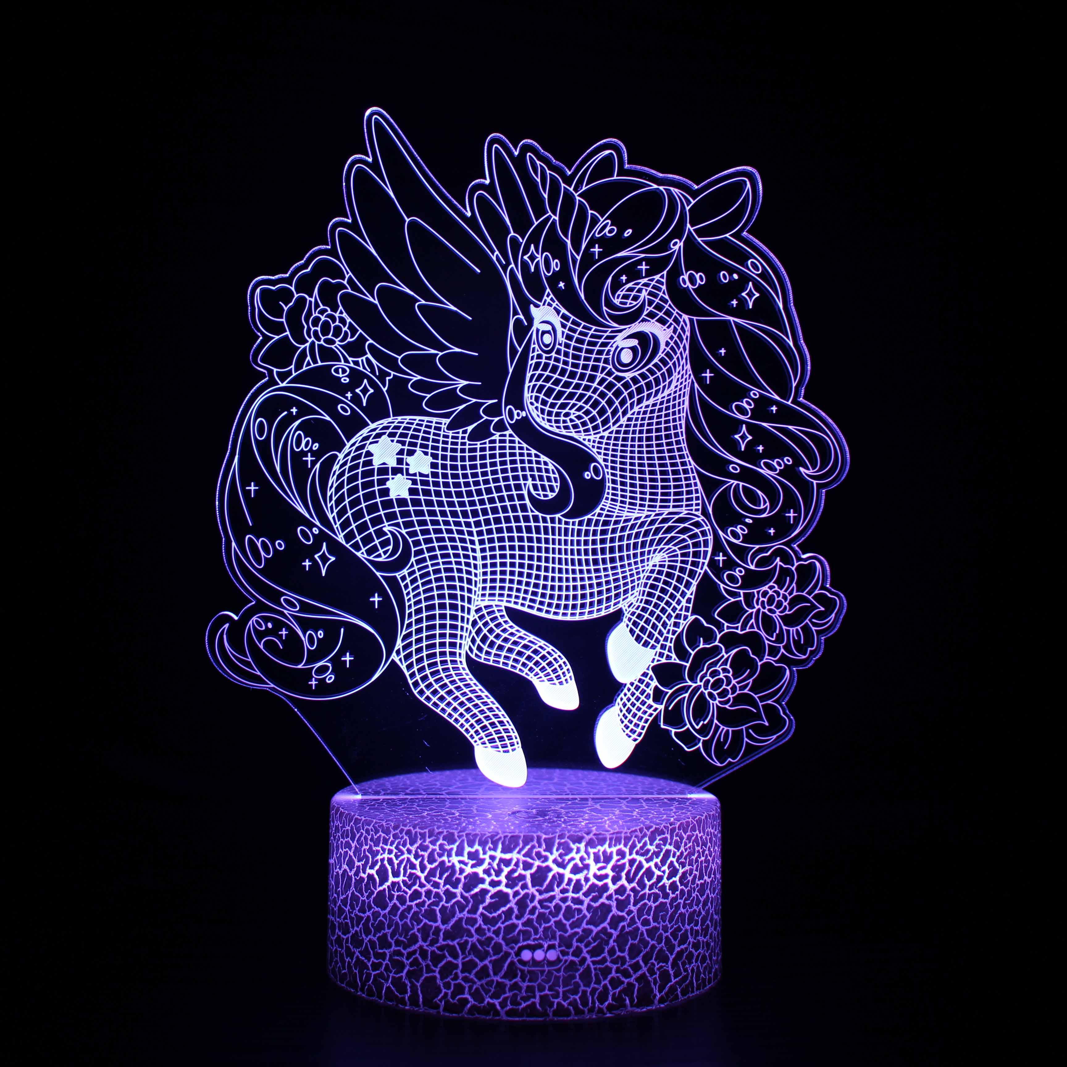 Abstract Beautiful Baby Unicorn Optical Illusion Lamp - 3D Optical Lamp