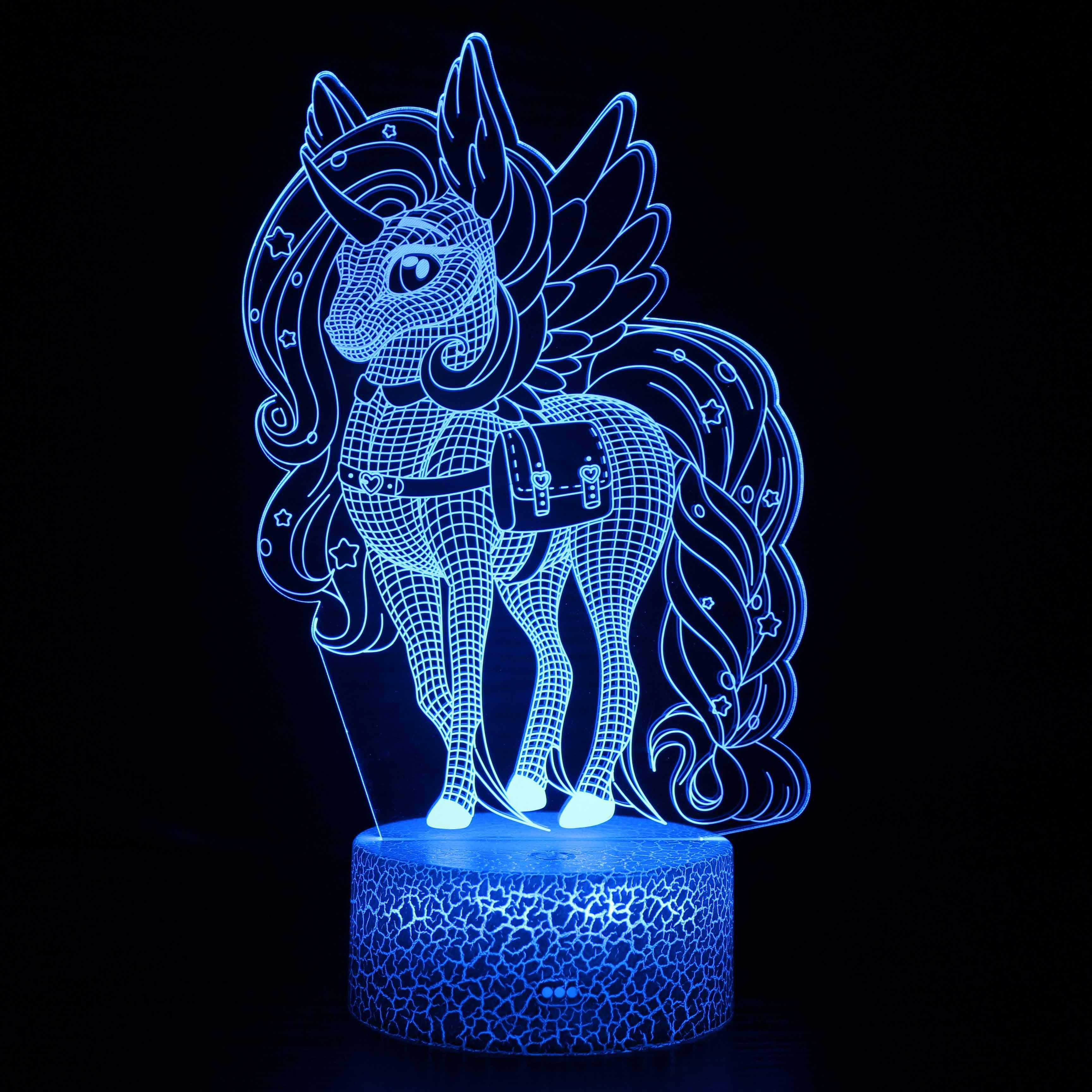 Abstract Beautiful Baby Unicorn With a Bag Optical Illusion Lamp - 3D Optical Lamp