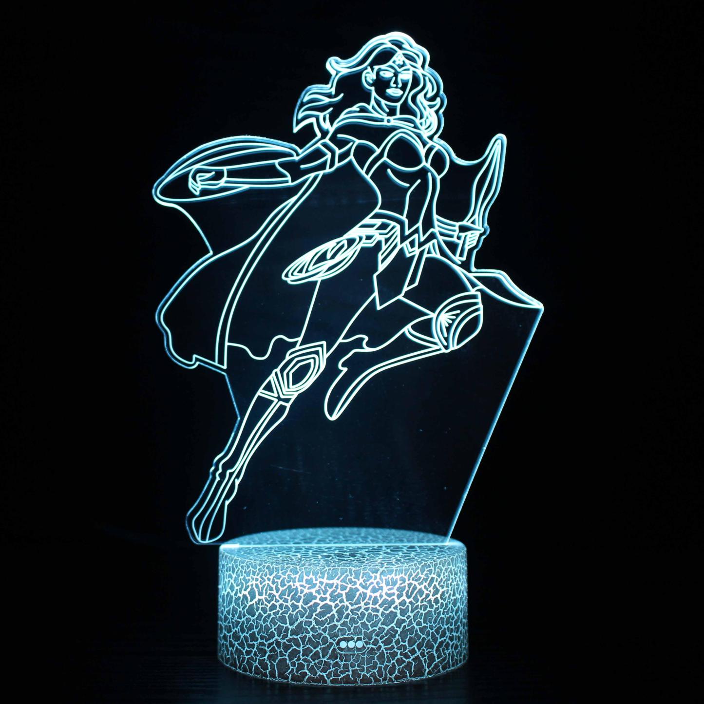 Wonder Woman 3D Optical Illusion Lamp - 3D Optical Lamp