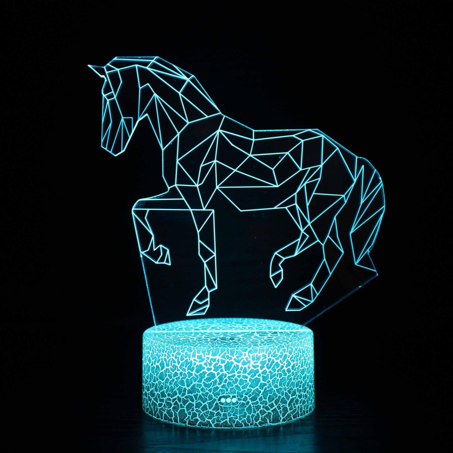 Cool Geometric Horse 3D Optical Illusion Lamp - 3D Optical Lamp