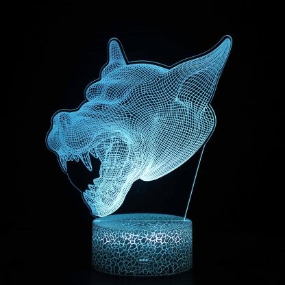 Abstract Growling Wolf Optical Illusion Lamp - 3D Optical Lamp