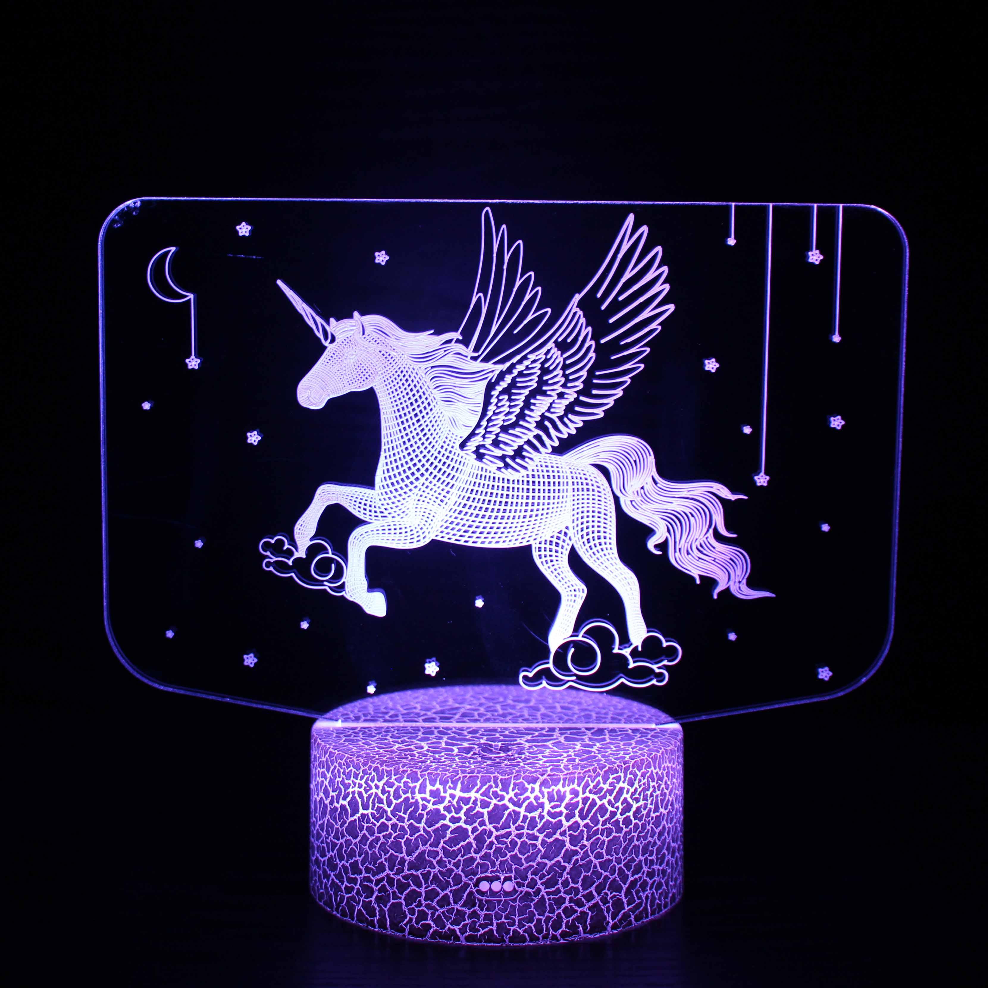 Abstract Beautiful Flying Baby Unicorn Optical Illusion Lamp - 3D Optical Lamp