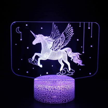 Abstract Beautiful Flying Baby Unicorn Optical Illusion Lamp-3D Optical Lamp
