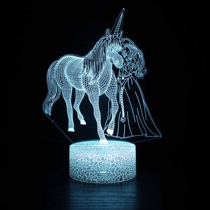 Abstract Beautiful Unicorn With A Princess Optical Illusion Lamp - 3D Optical Lamp