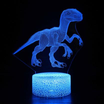 Dinosaur 3D Illusion Lamp with Remote and Touch LED Color Control-3D Optical Lamp