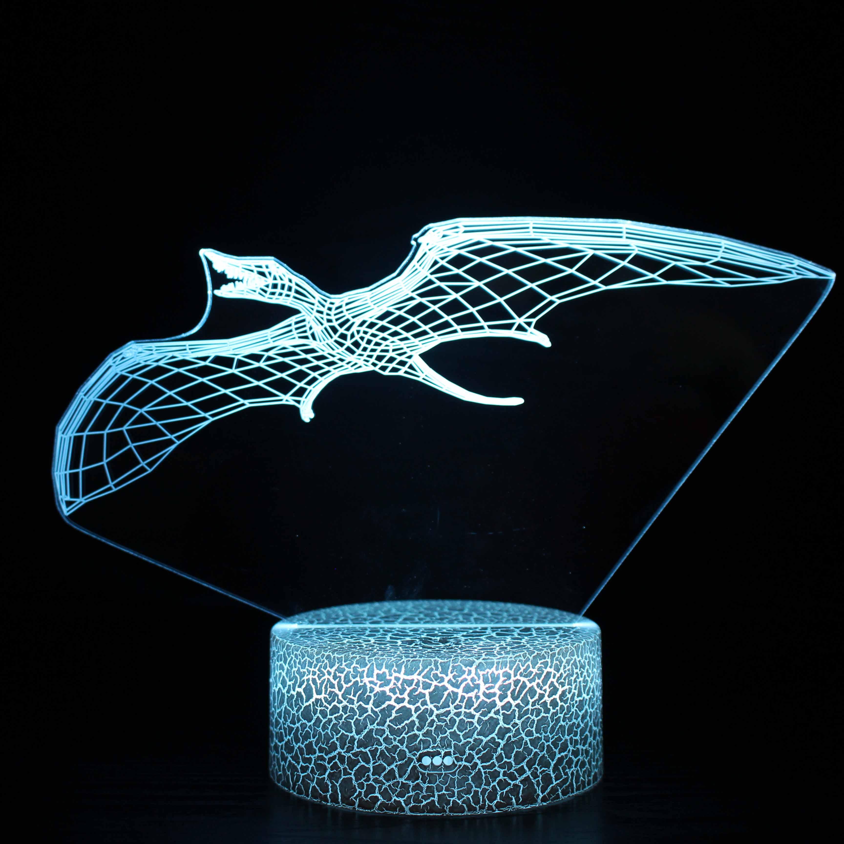 Cartoon Animated Flying Dinosaur 3D Optical Illusion Lamp - 3D Optical Lamp
