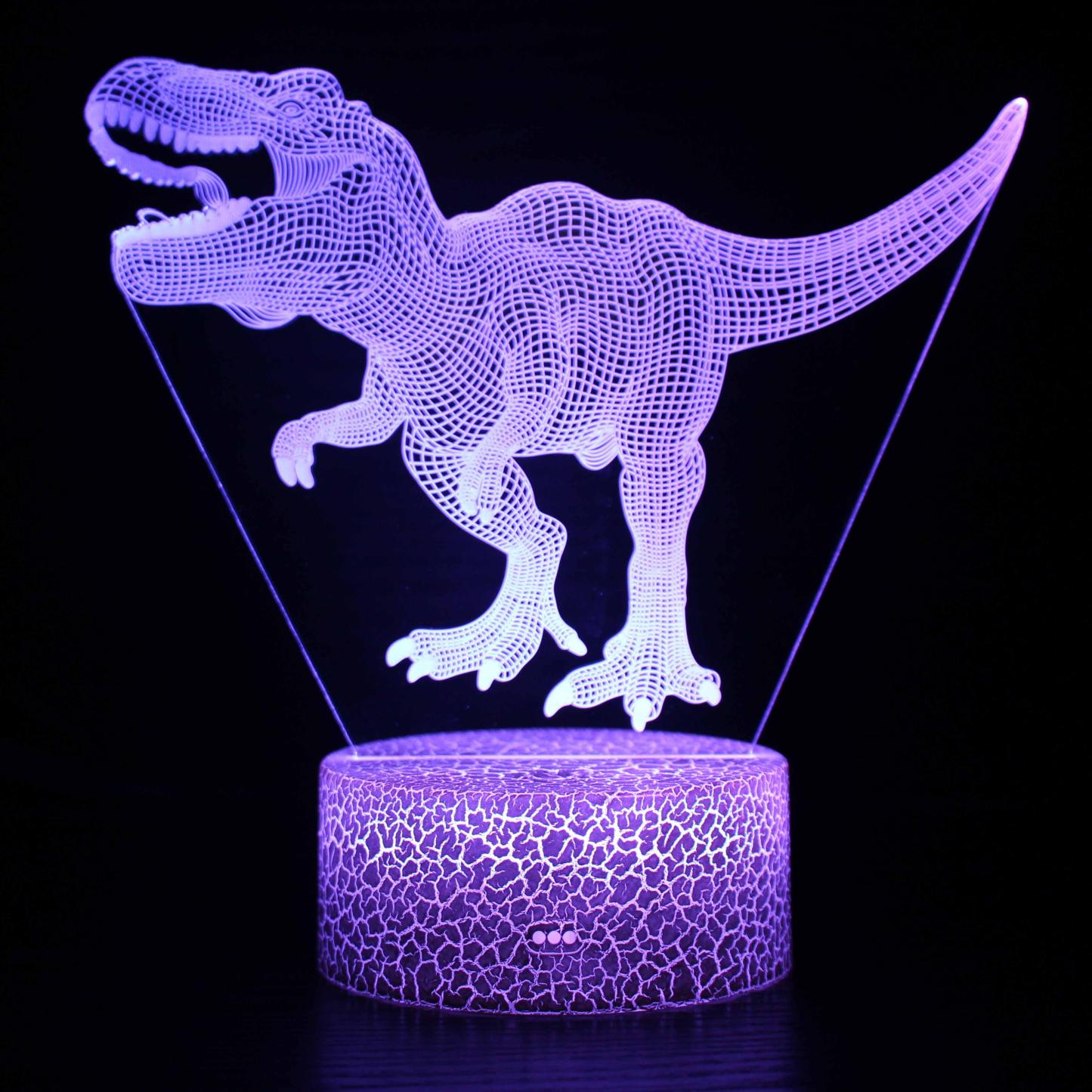 Cartoon Animated T-Rex Dinosaur 3D Optical Illusion Lamp - 3D Optical Lamp