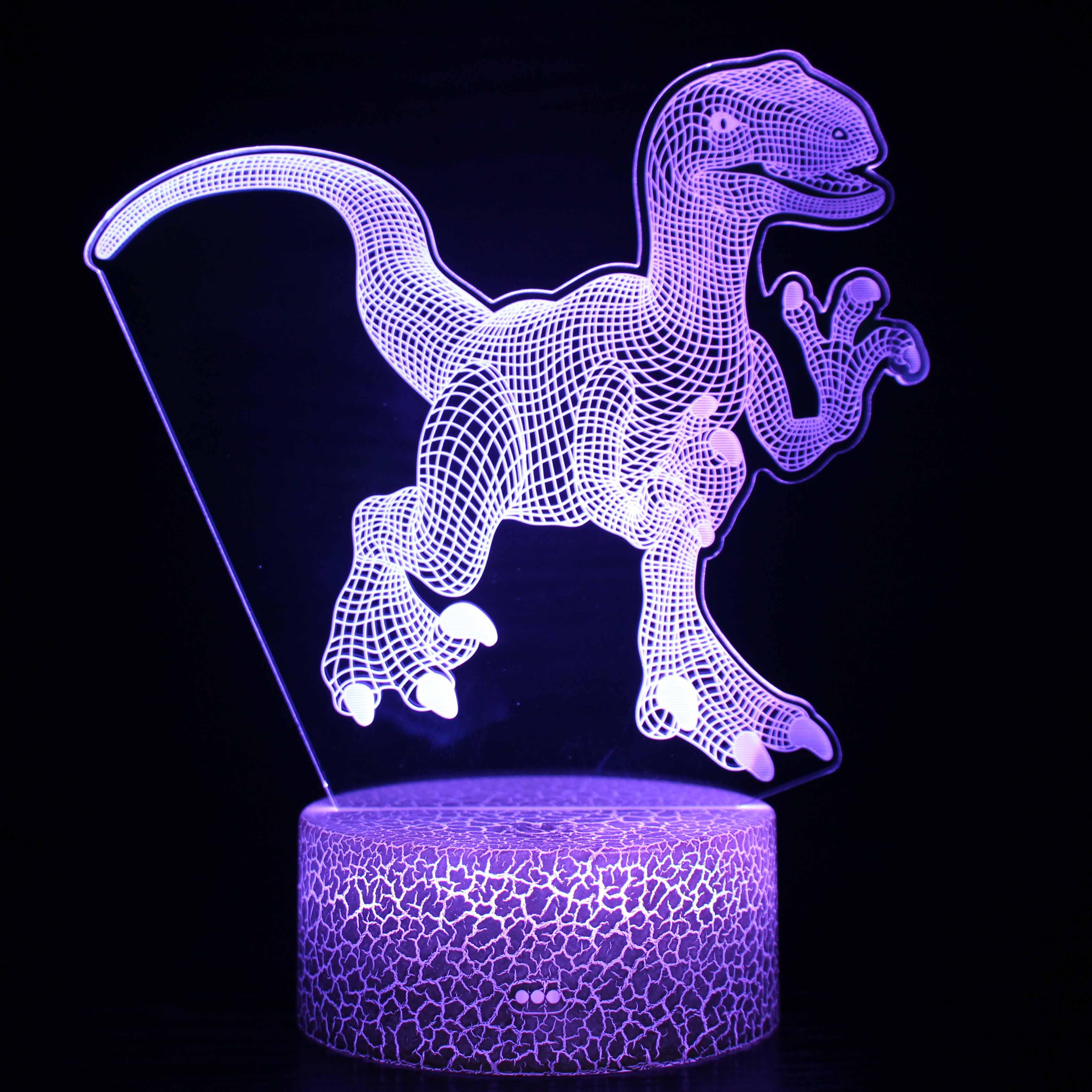T-Rex Dinosaur Illusion Lamp with Remote and LED Color-3D Optical Lamp