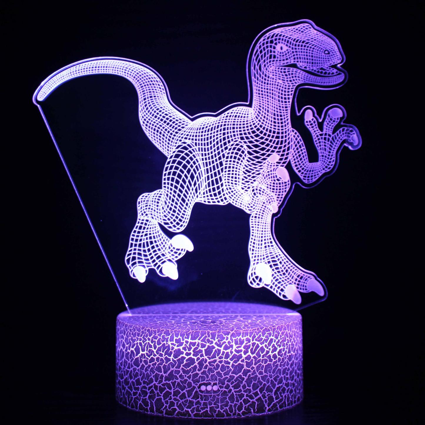 T-Rex Dinosaur Illusion Lamp with Remote and LED Color-3D Optical Lamp