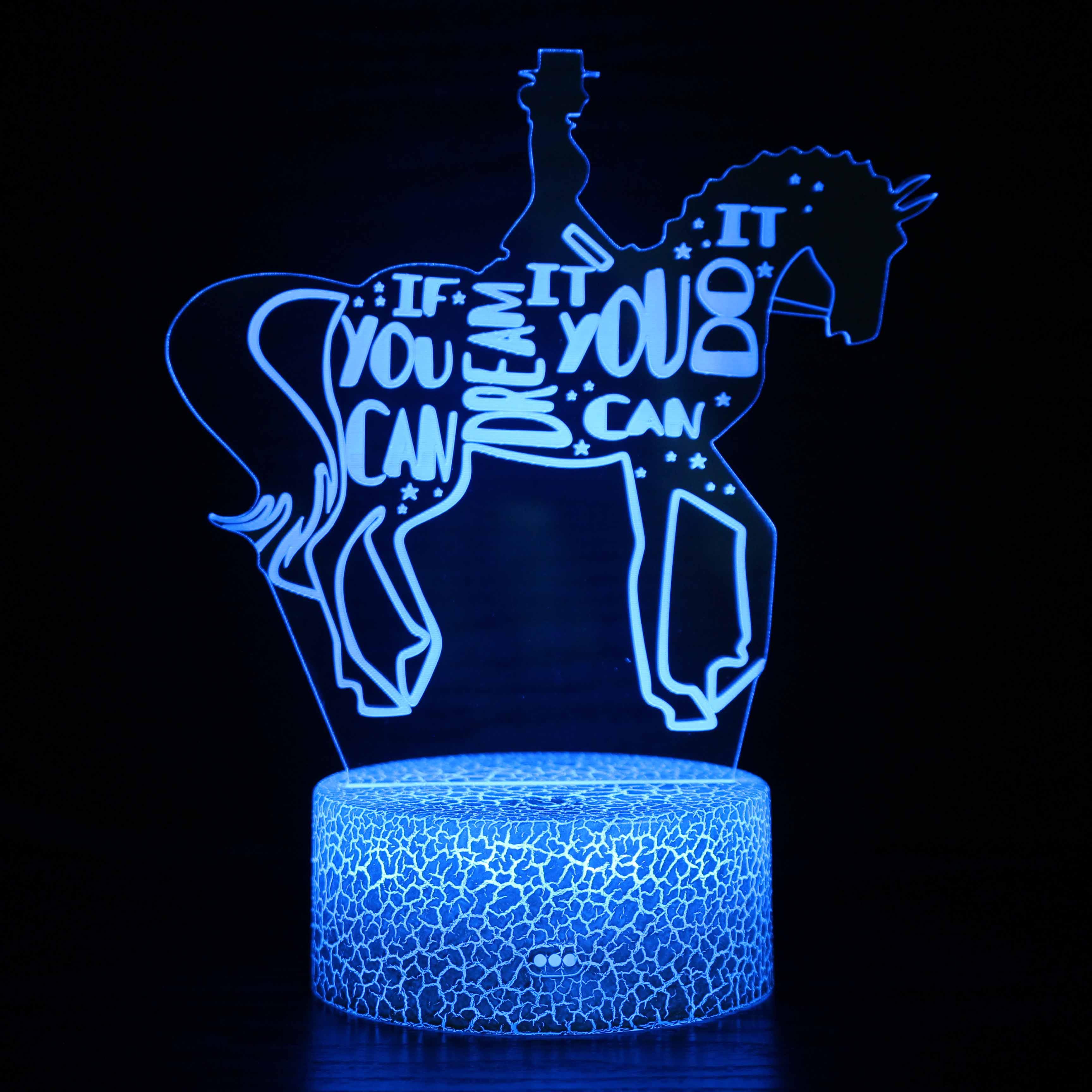 Stunning Horse Encouragement 3D Optical Illusion Lamp - 3D Optical Lamp
