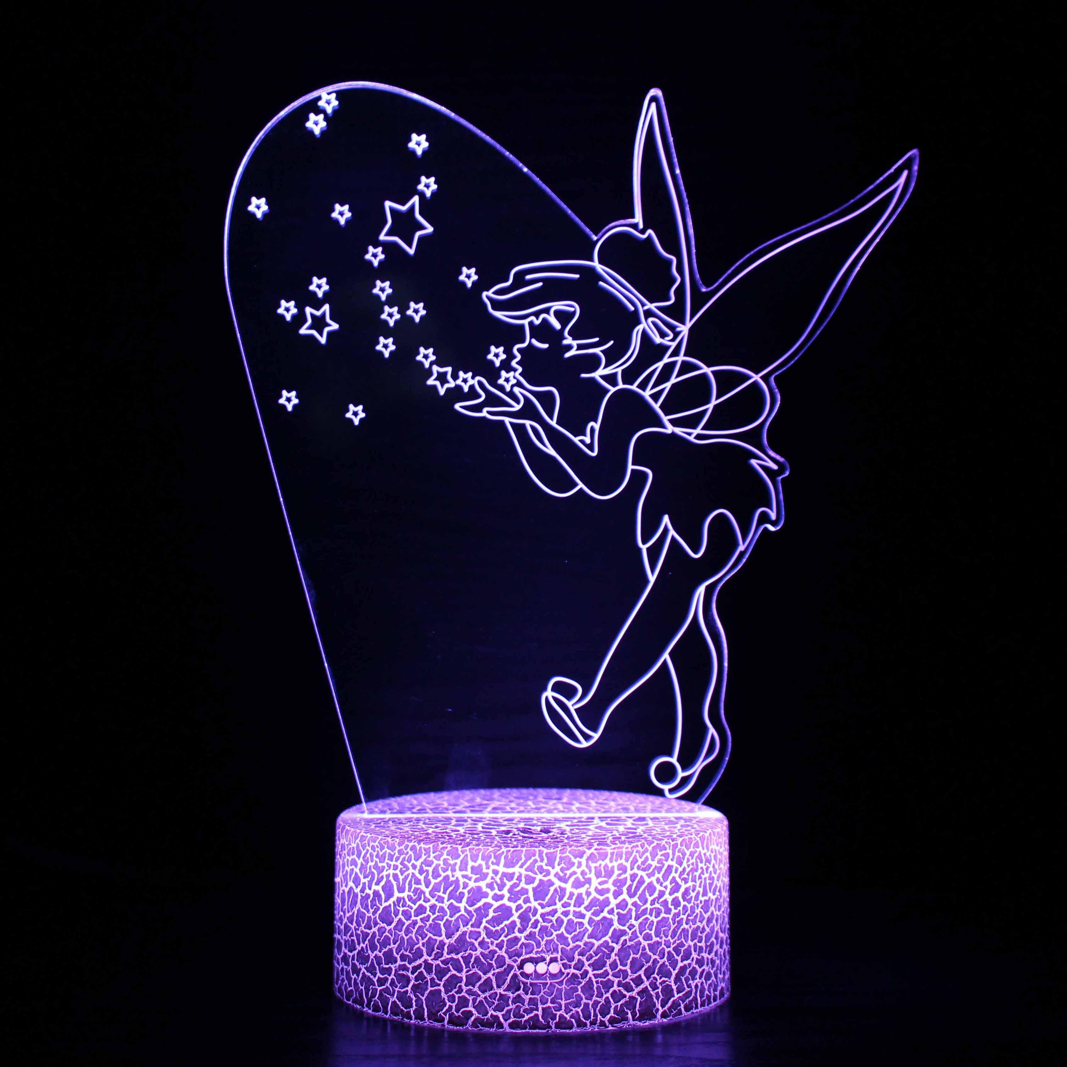 Tinkerbell Fairy Dust Lamp – 3D LED Night Light 7 Colors-3D Optical Lamp