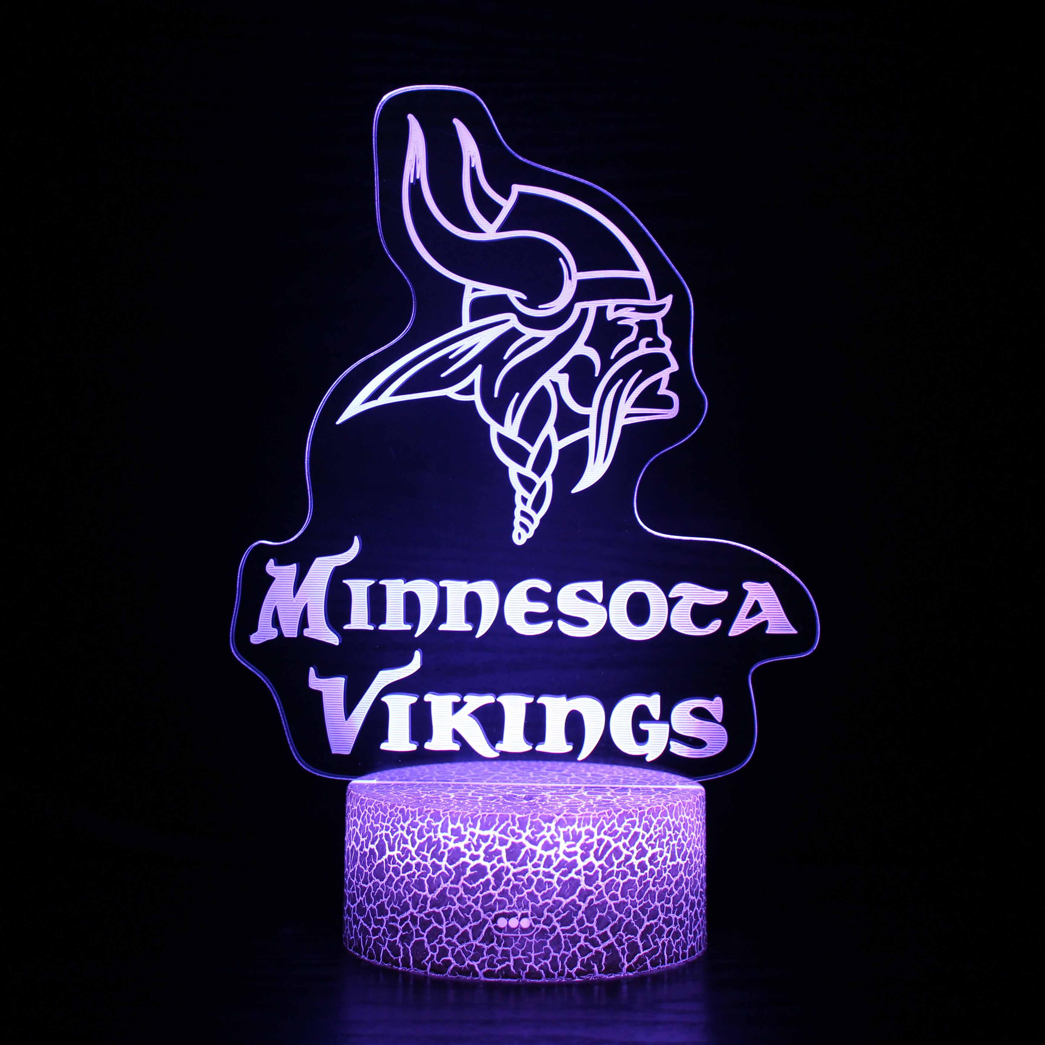Minnesota Vikings 3D Optical Lamp With Remote Color Modes-3D Optical Lamp