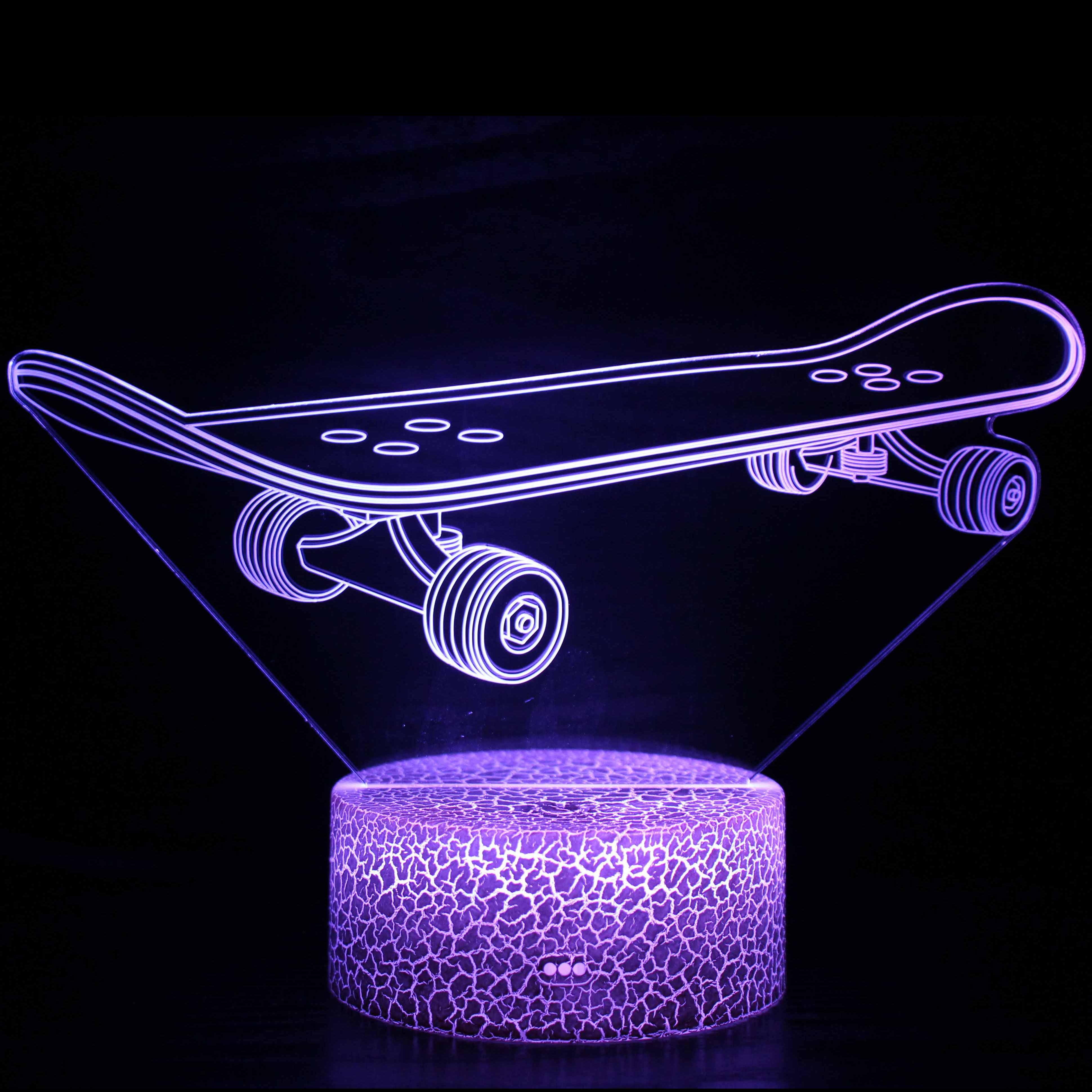 Skateboard 3D Optical Illusion Lamp - 3D Optical Lamp