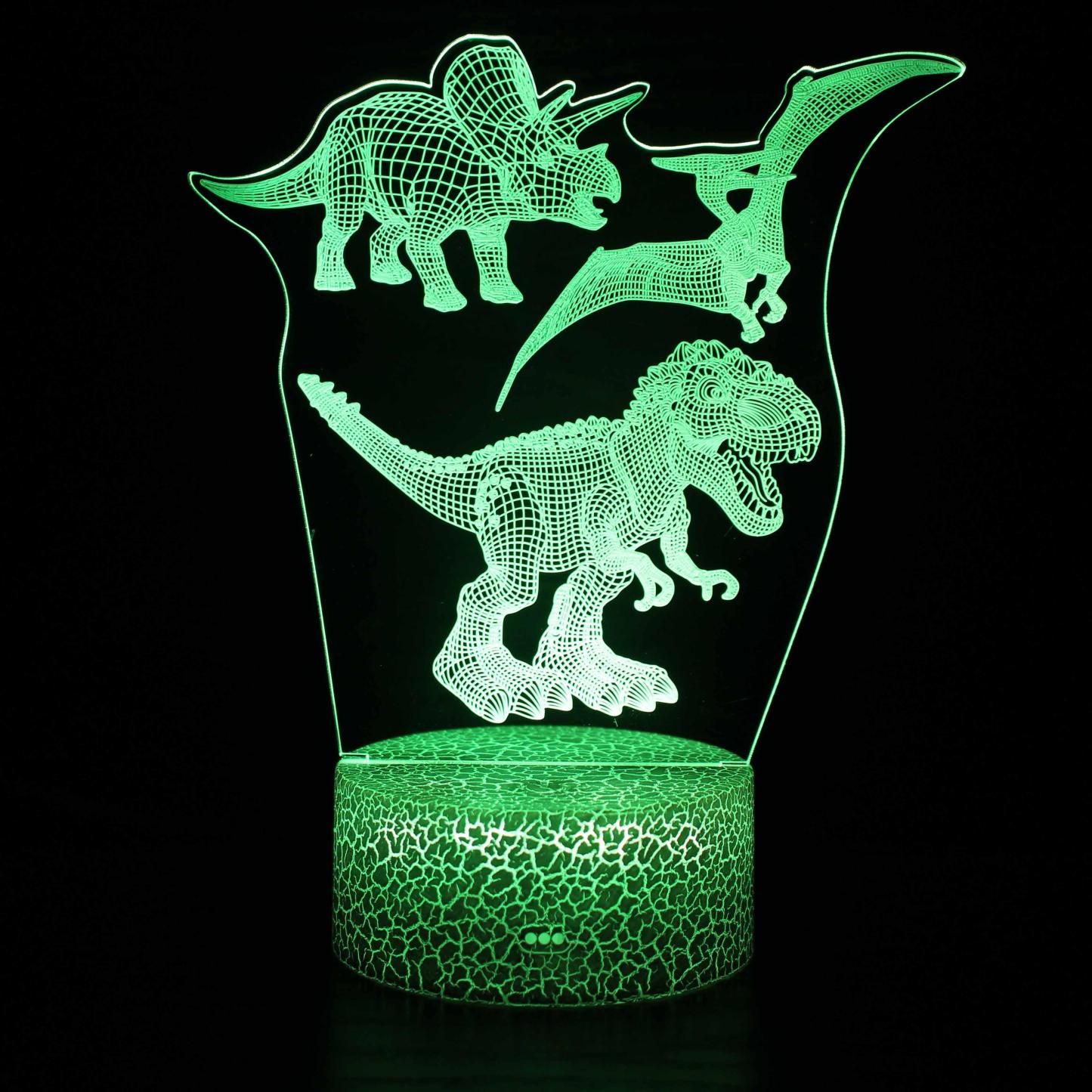 Dinosaur 3D Illusion Lamp with Remote and Touch Color Changing Light-3D Optical Lamp