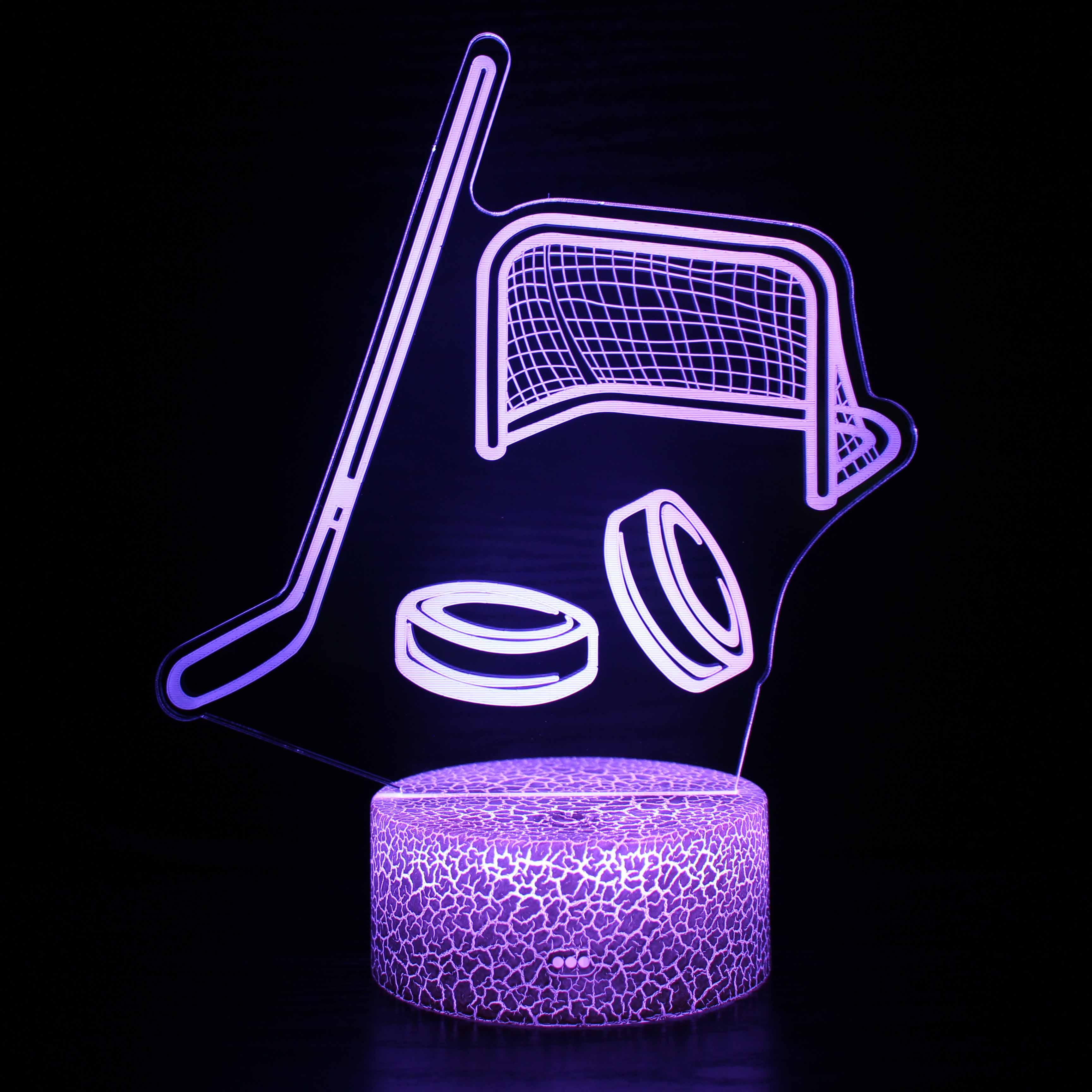 Hockey Net & Puck 3D Optical Illusion Lamp - 3D Optical Lamp