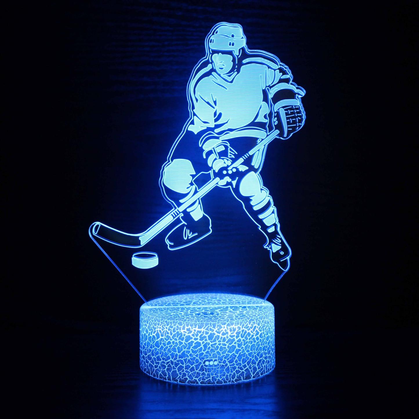Hockey Player 3D Optical Illusion Lamp - 3D Optical Lamp