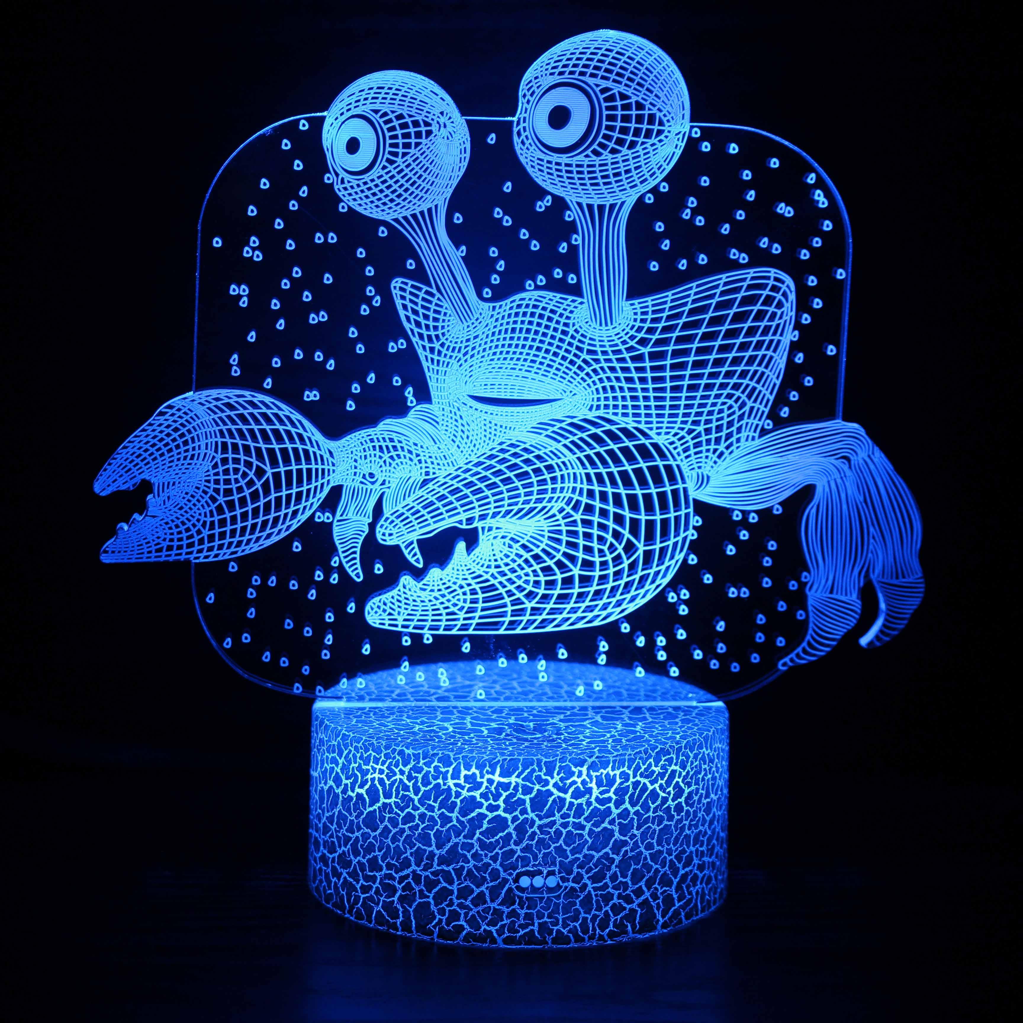 Animated Cute Crab 3D Optical Illusion Lamp - 3D Optical Lamp