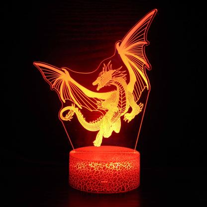 Realistic Winged Dragon Dinosaur 3D Optical Illusion Lamp - 3D Optical Lamp