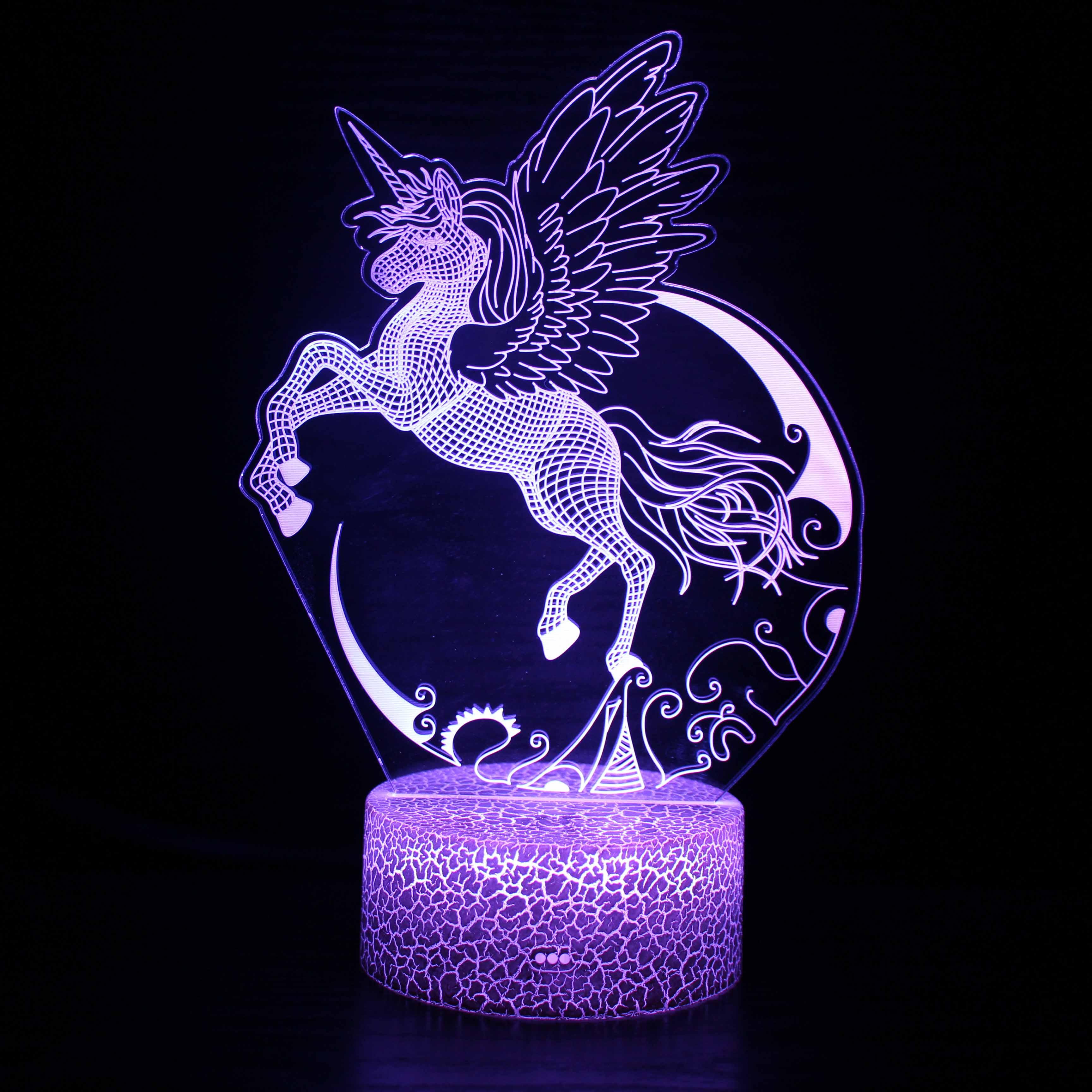 Purple Moon Unicorn Optical Lamp with Color Changing LED-3D Optical Lamp