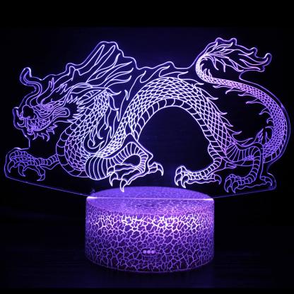 Abstract Purple Dragon Lamp 3D Optical Illusion Light-3D Optical Lamp