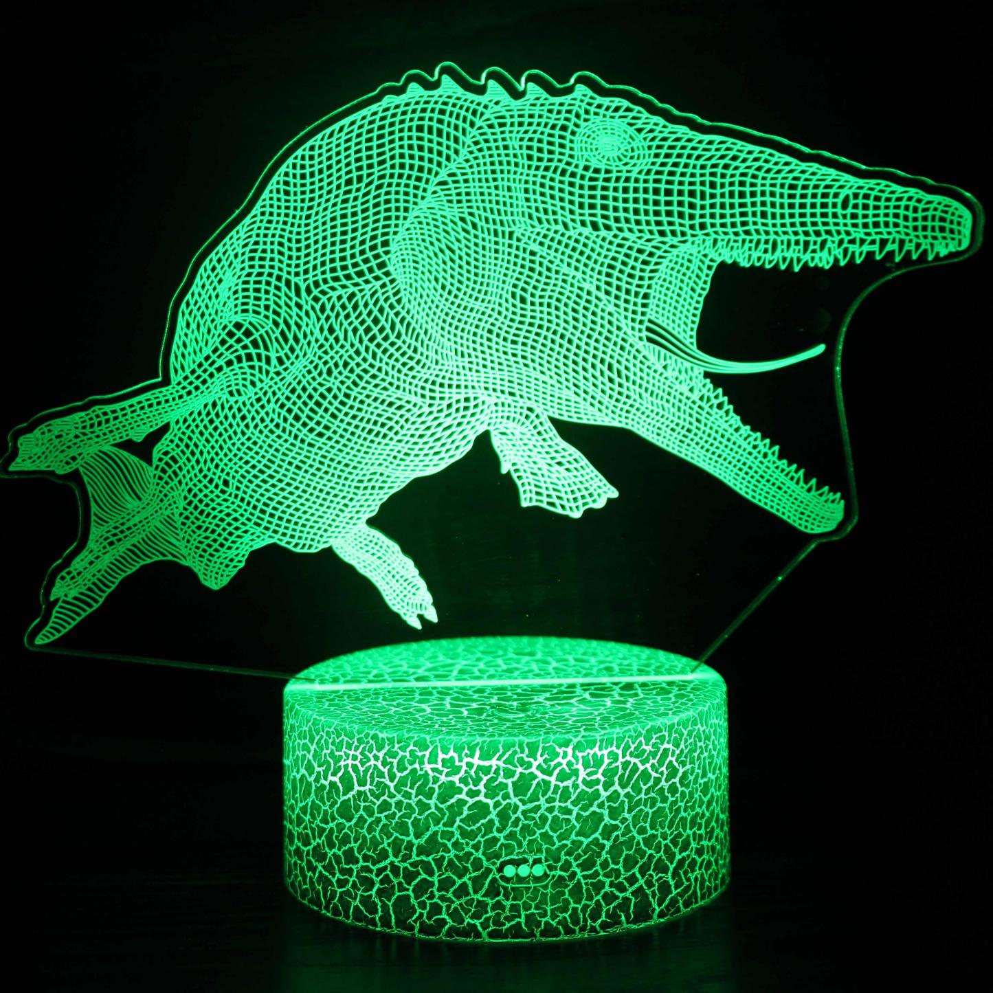 Realistic Swimming Dinosaur 3D Optical Illusion Lamp - 3D Optical Lamp