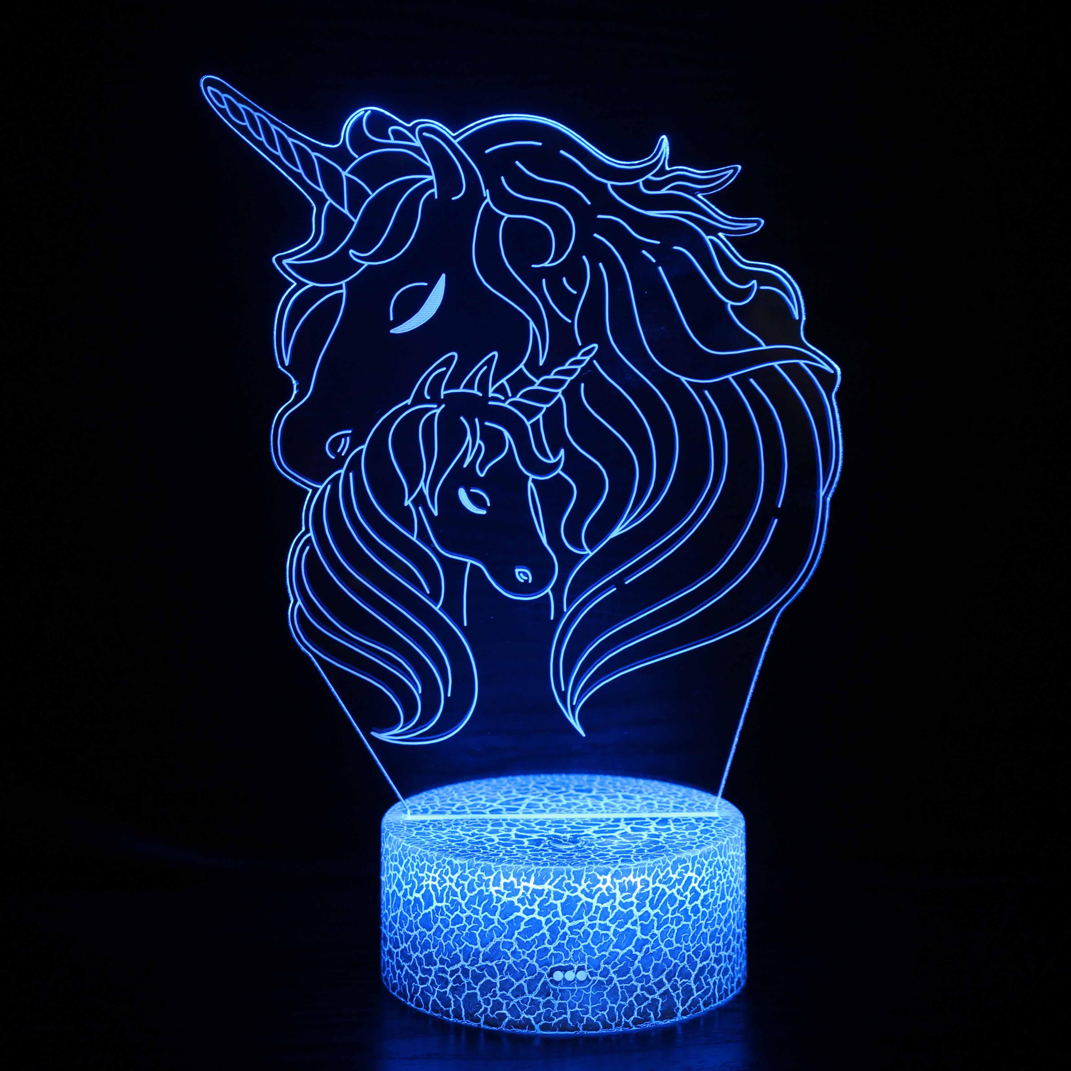Abstract Beautiful Two Unicorn Optical Illusion Lamp - 3D Optical Lamp