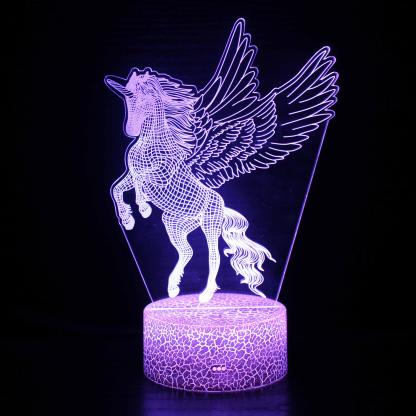 Abstract Beautiful Light Purple Flying Unicorn Optical Illusion Lamp-3D Optical Lamp