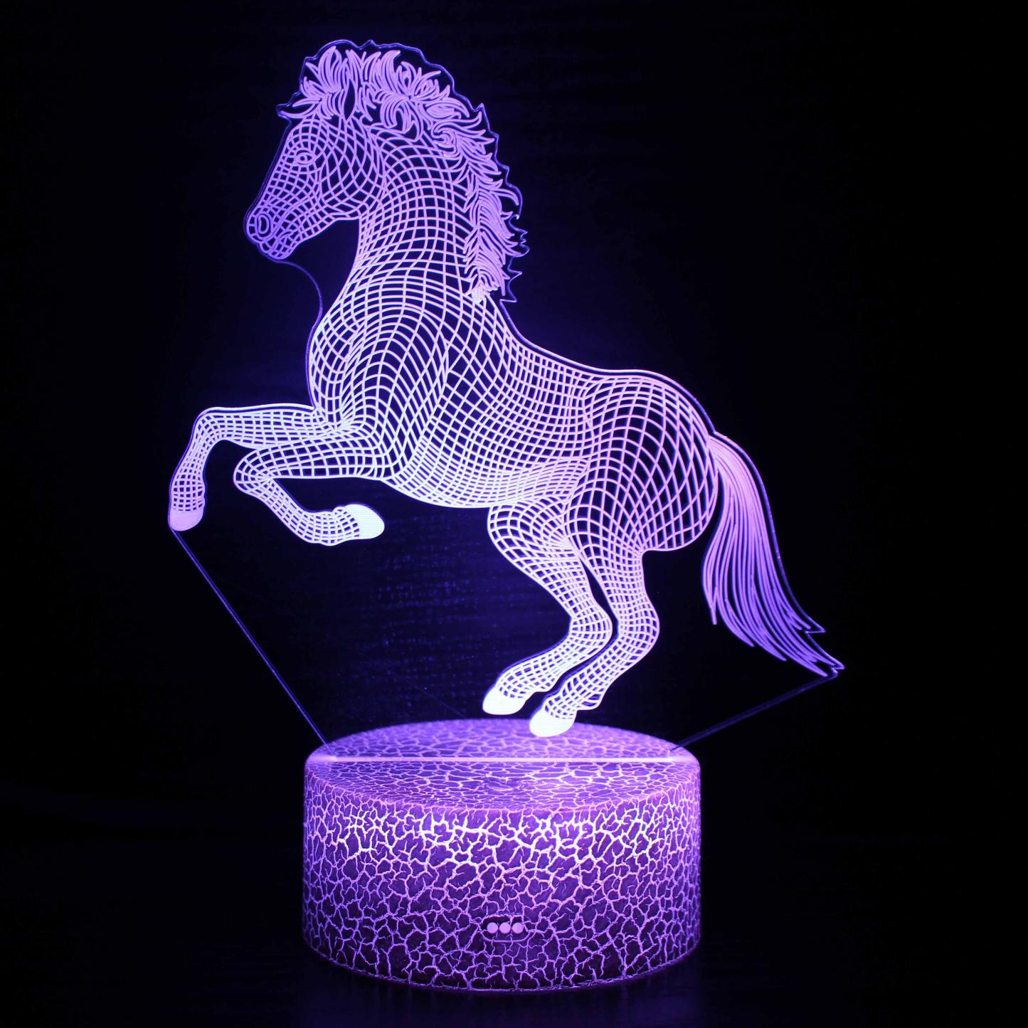 Abstract Beautiful Jumping Unicorn Optical Illusion Lamp - 3D Optical Lamp