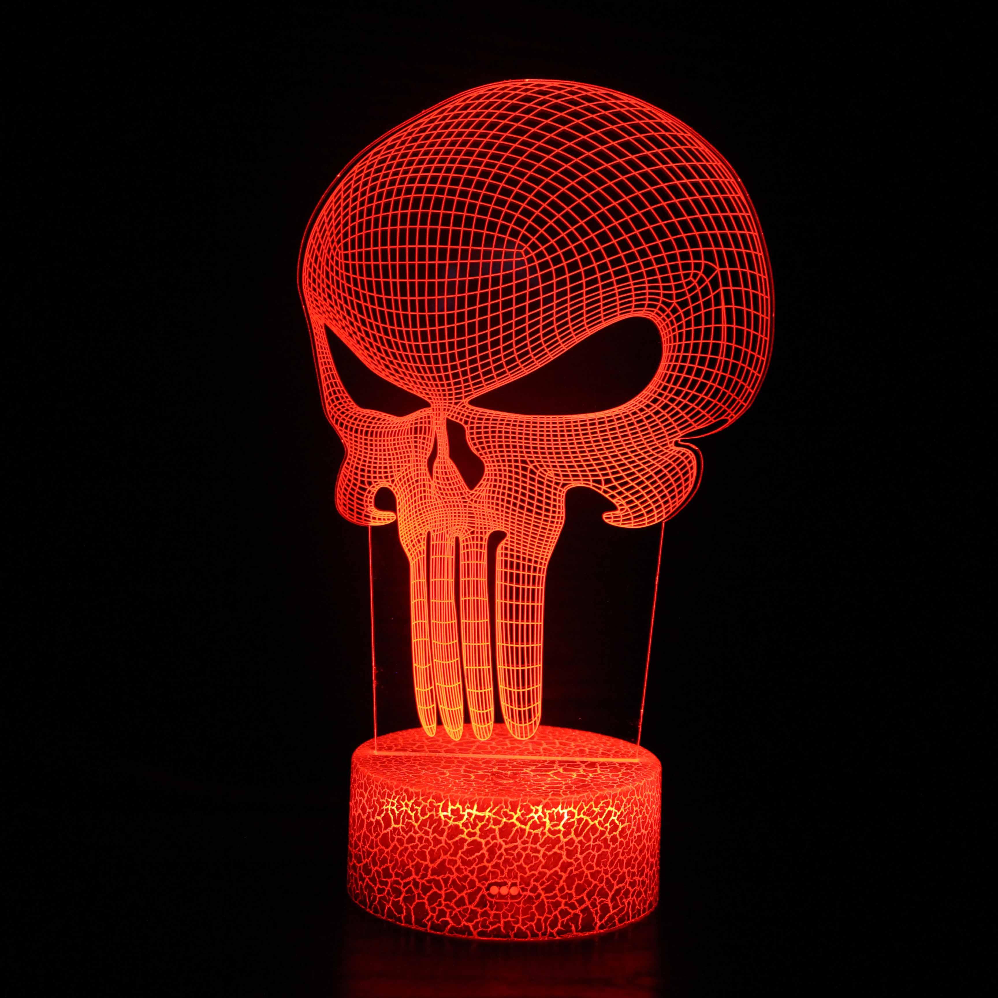 Halloween Scary Skull Head 3D Optical Illusion Lamp - 3D Optical Lamp