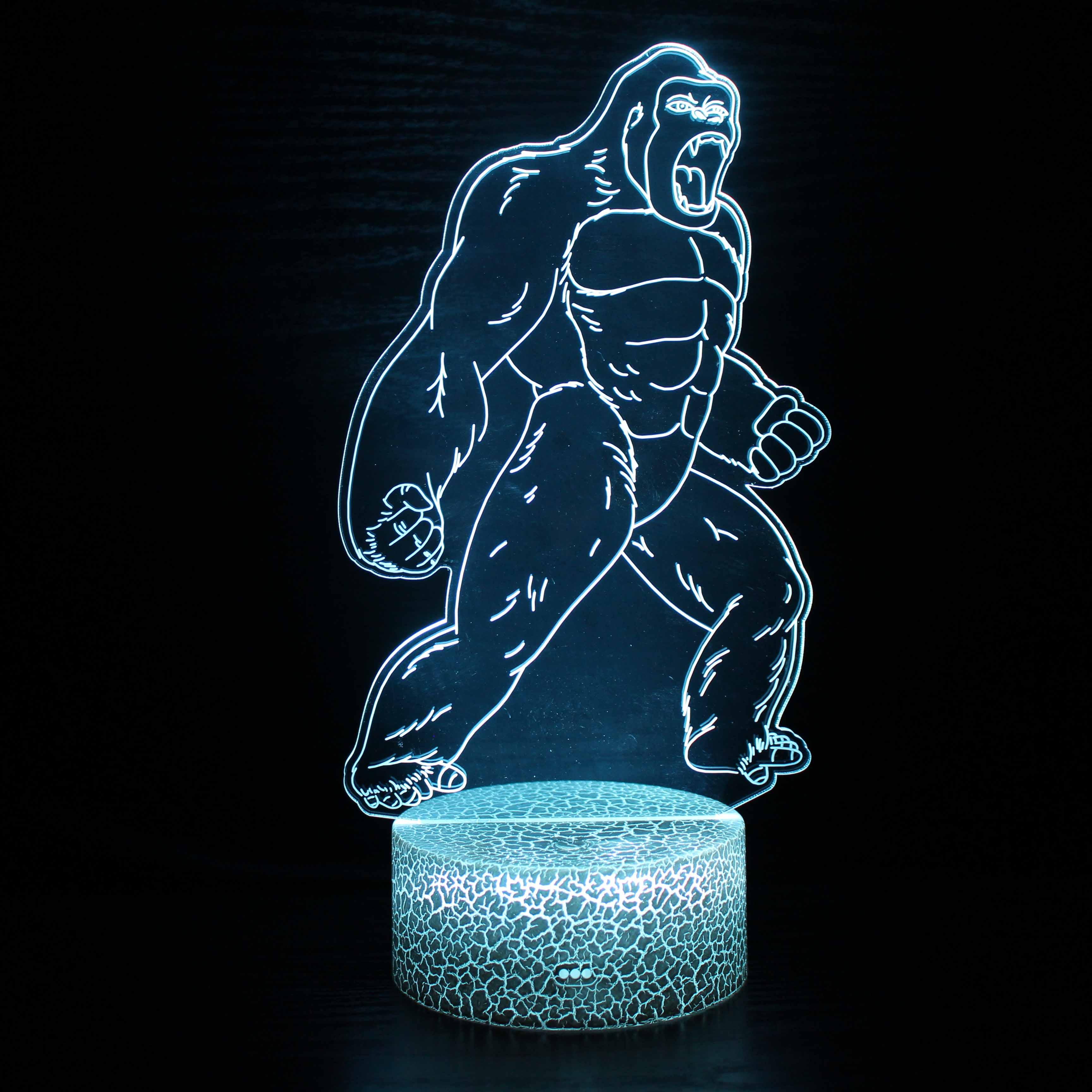 Realistic Roaring Gorilla 3D Optical Illusion Lamp - 3D Optical Lamp