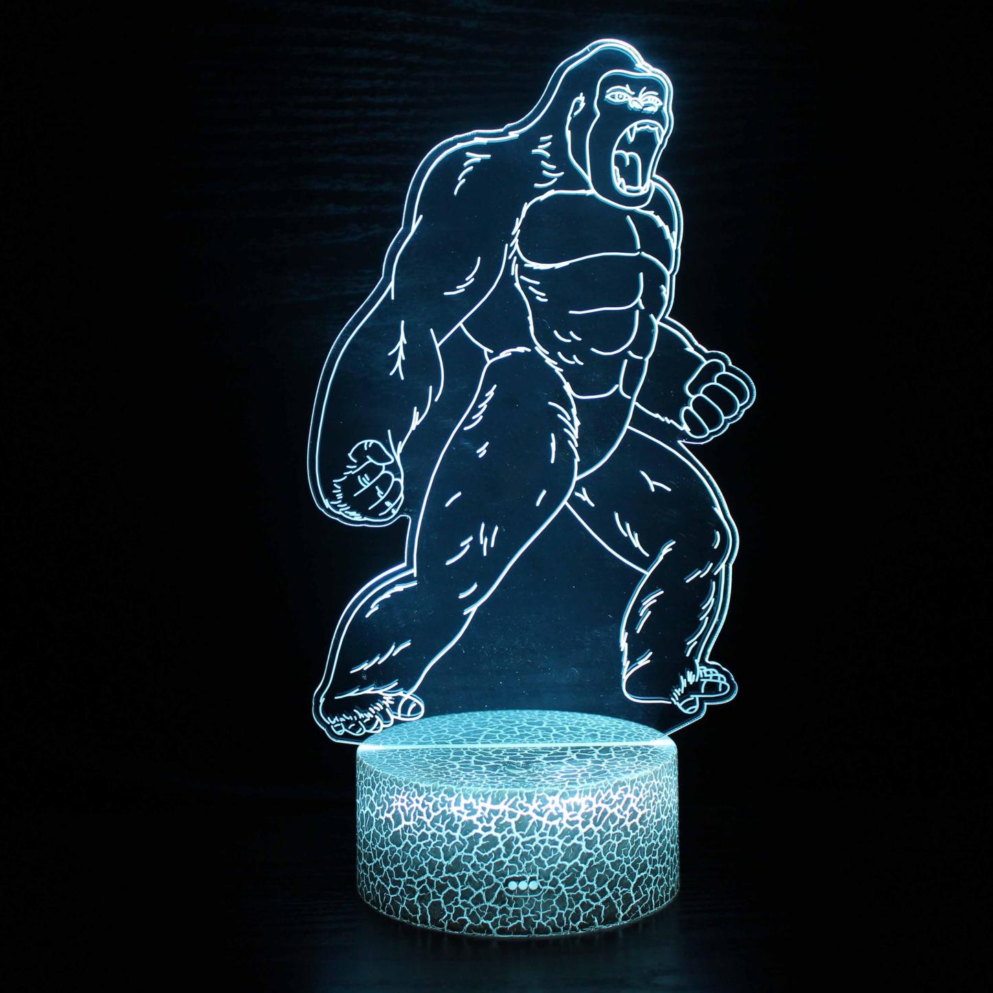 Realistic Roaring Gorilla 3D Optical Illusion Lamp - 3D Optical Lamp