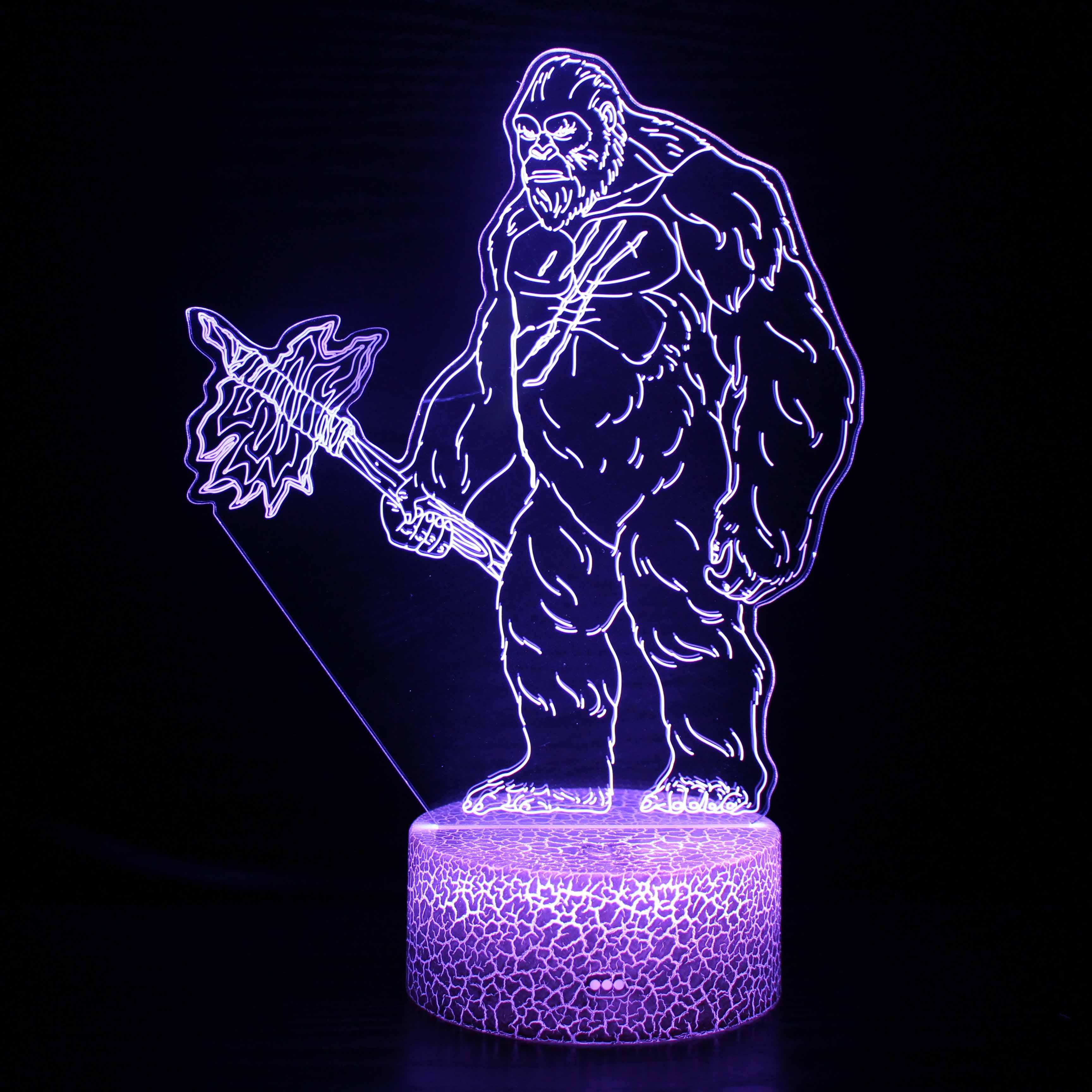 Realistic Gorilla Man 3D Optical Illusion Lamp - 3D Optical Lamp