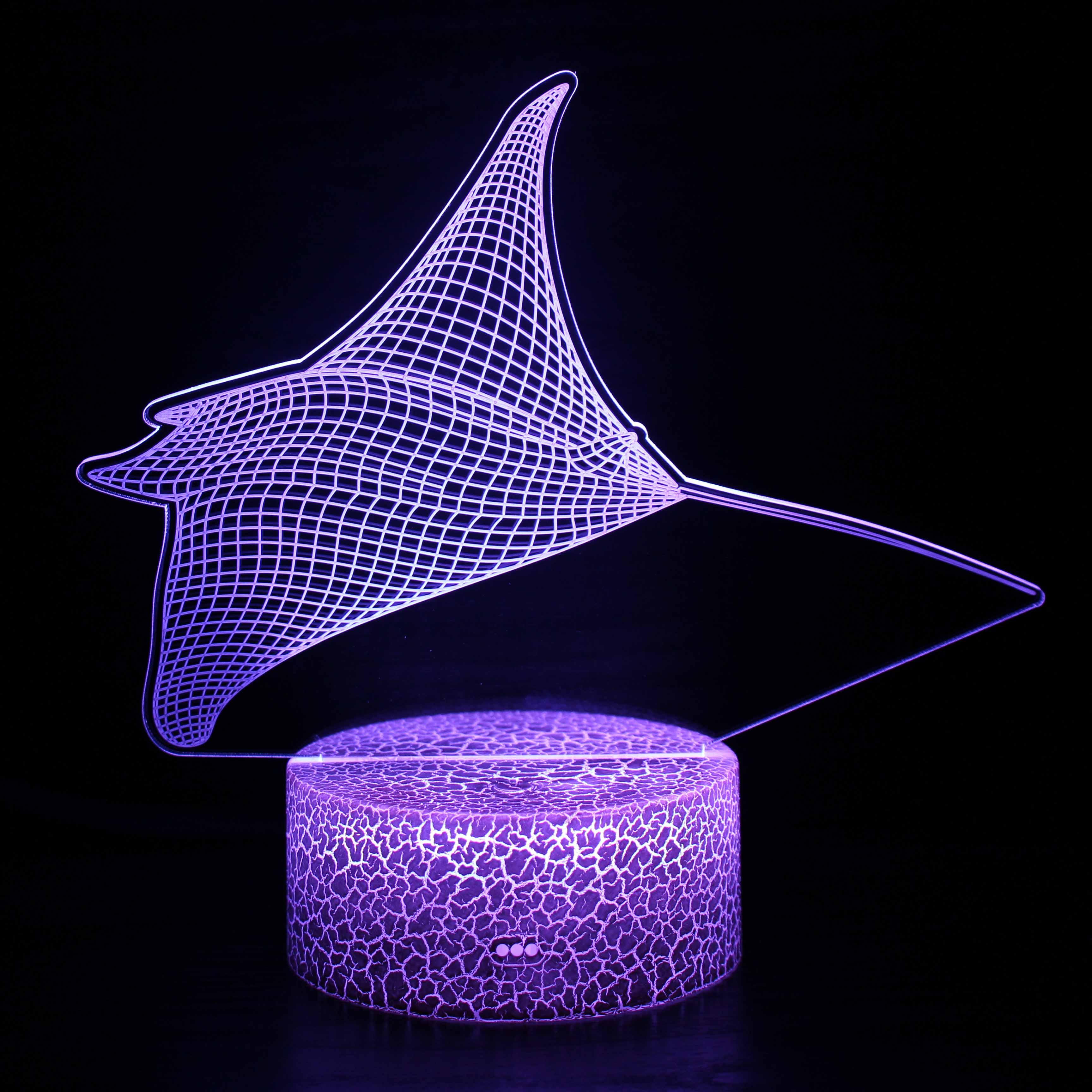 Stingray Fish 3D Optical Lamp with 7-Color LED and Remote Control-3D Optical Lamp
