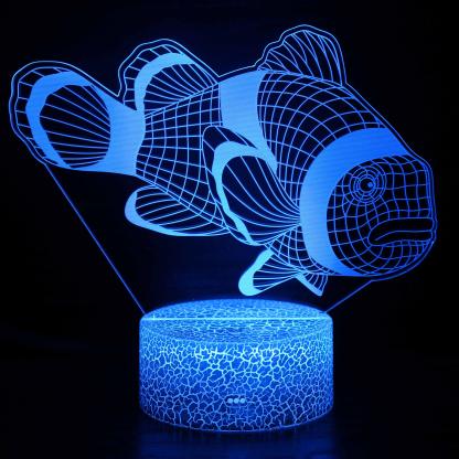 Realistic Clown Fish Marine Life 3D Optical Illusion Lamp - 3D Optical Lamp