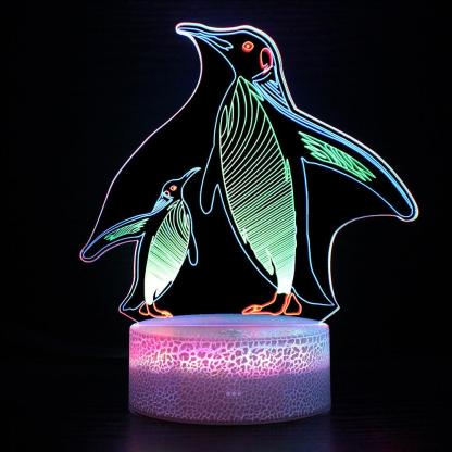 Penguin 3D LED Lamp with Remote Control and Color-Changing Display-3D Optical Lamp
