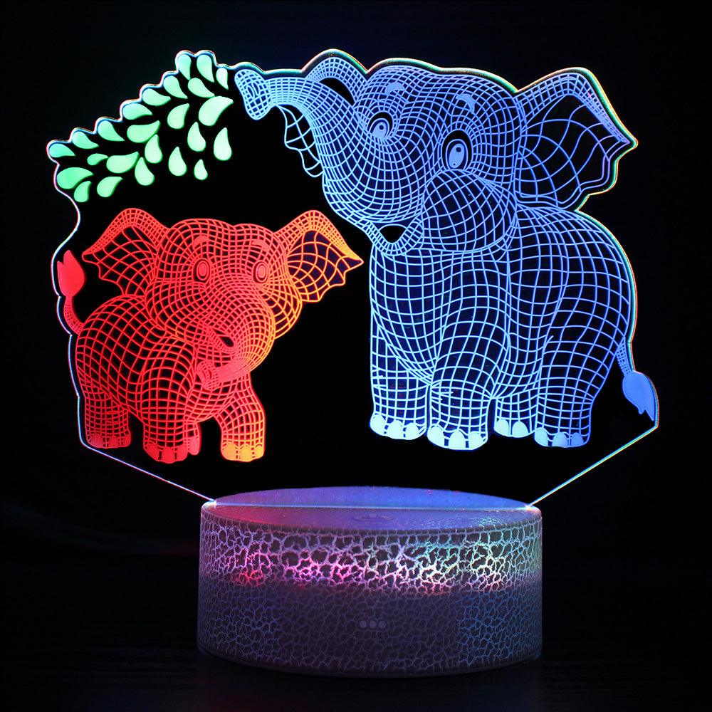 Elephant Mom & Baby 3D Optical Illusion Lamp - 3D Optical Lamp
