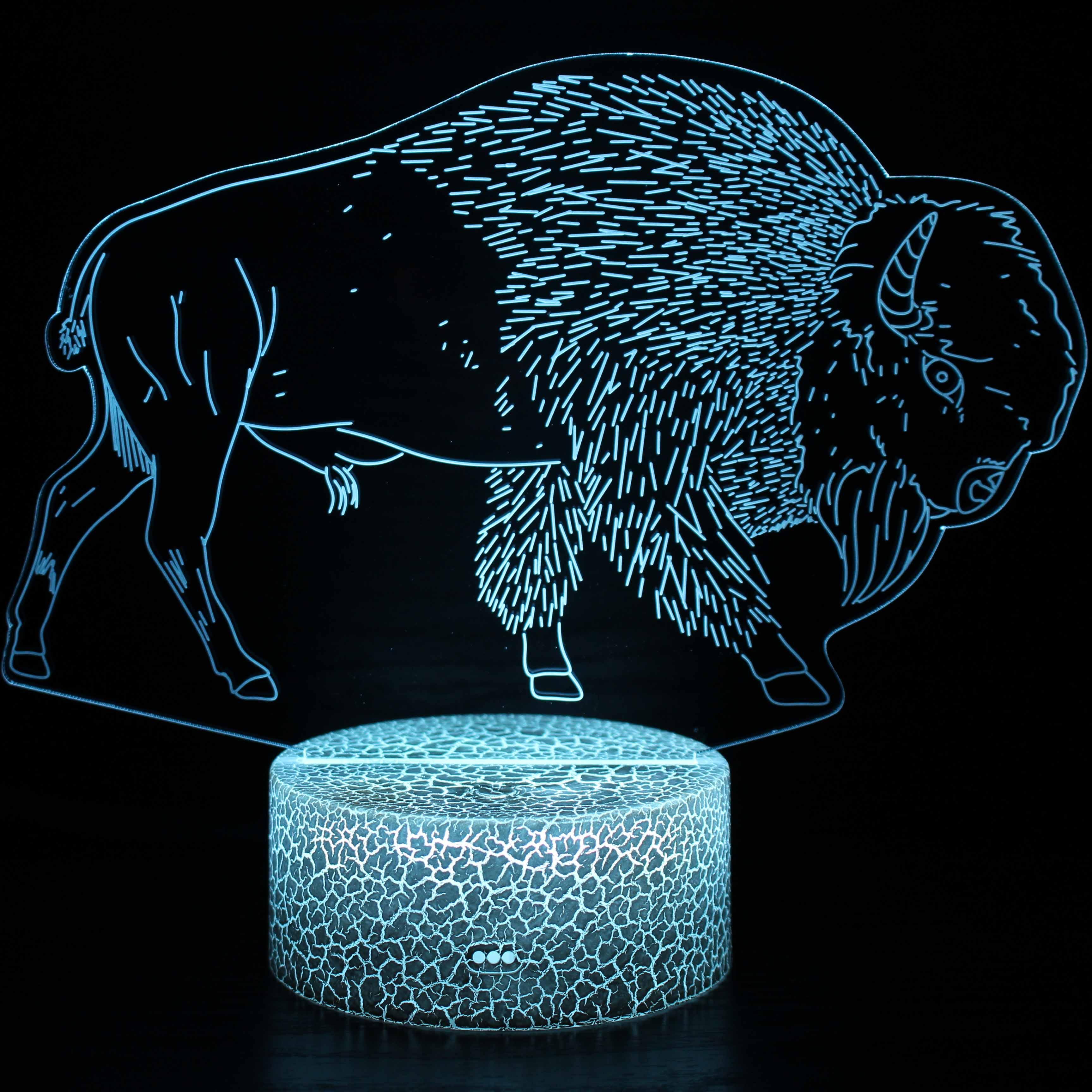 Glowing Bison Acrylic Lamp-3D Optical Lamp