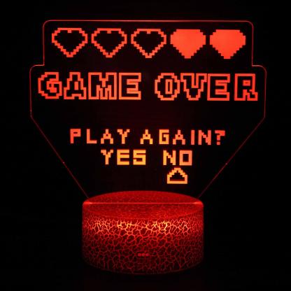 Game Over Play Again 3D Optical Illusion Lamp For Lighting-3D Optical Lamp