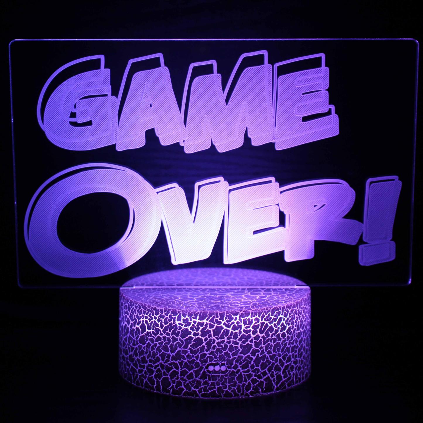 Game Over! 3D Optical Illusion Lamp - 3D Optical Lamp