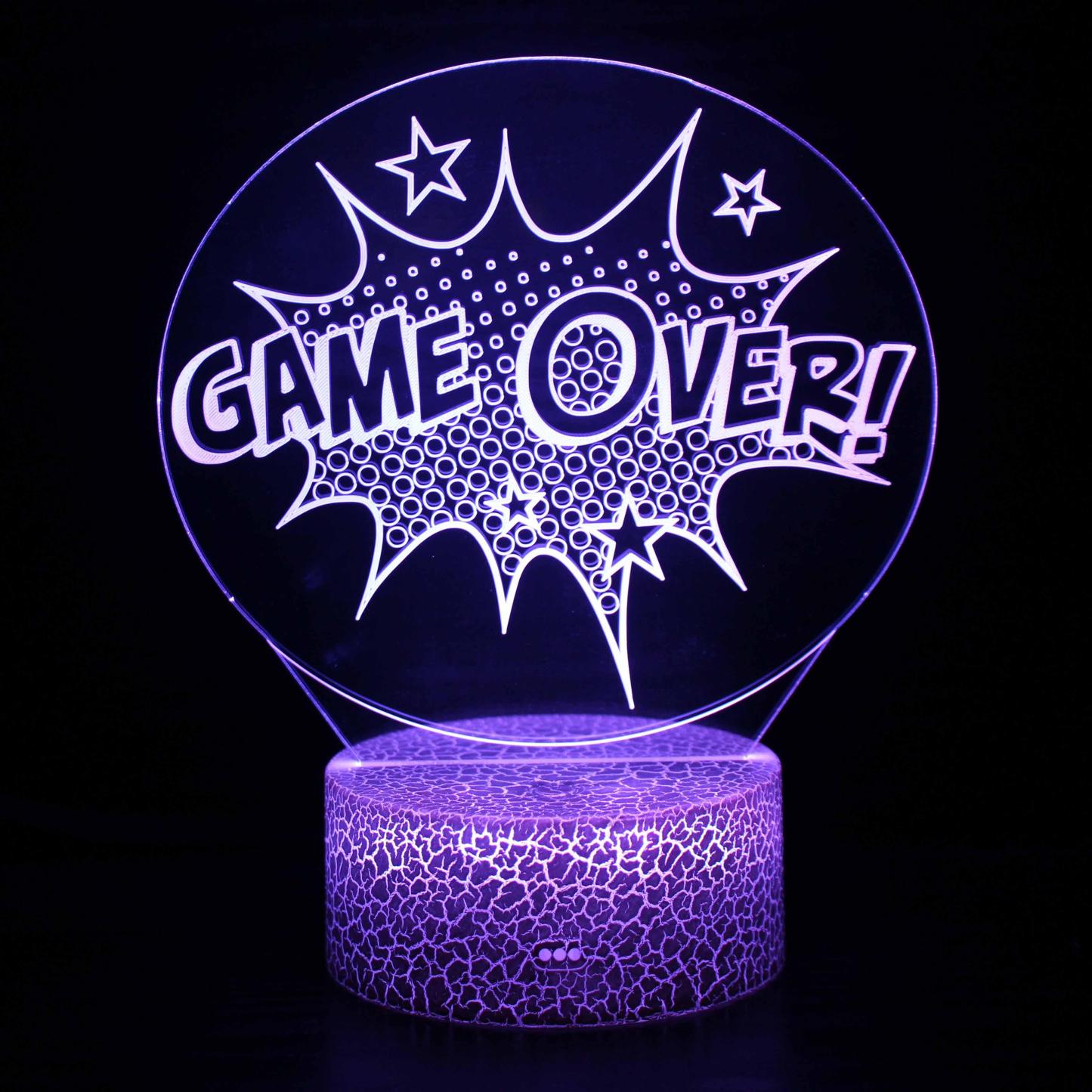 Game Over! 3D Optical Illusion Lamp - 3D Optical Lamp