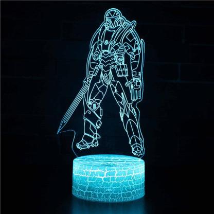 Abstract Light Blue Warrior Optical Illusion Lamp - 3D Optical Lamp