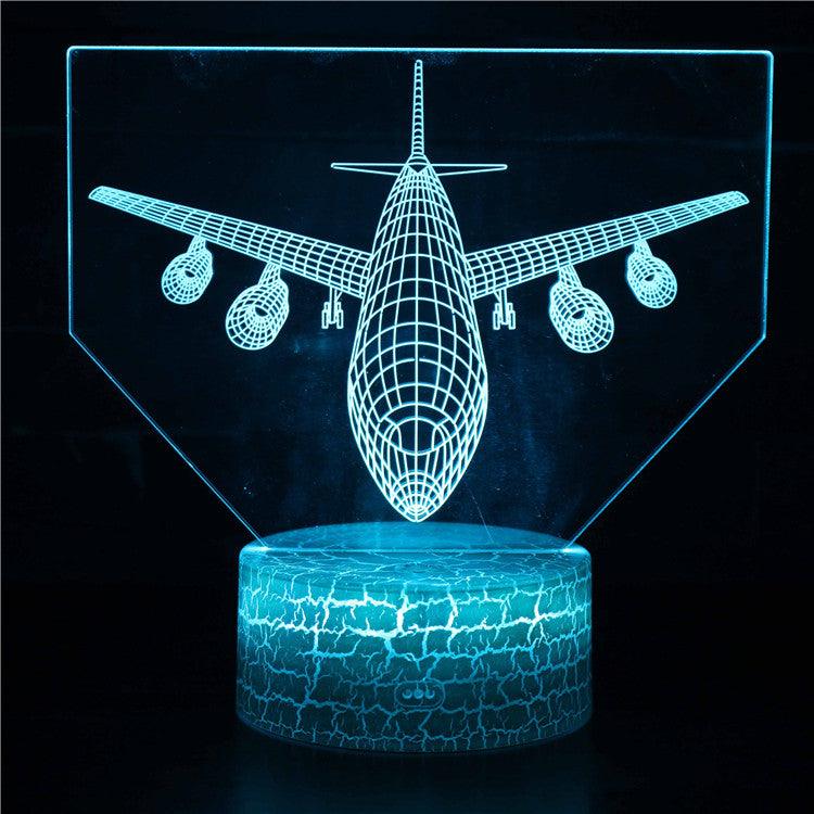 Descending Airplane 3D Lamp with Touch Control And LED Display-3D Optical Lamp