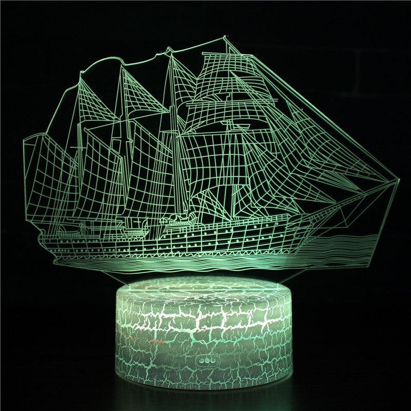 Sailboat 3D Optical Illusion Lamp - 3D Optical Lamp