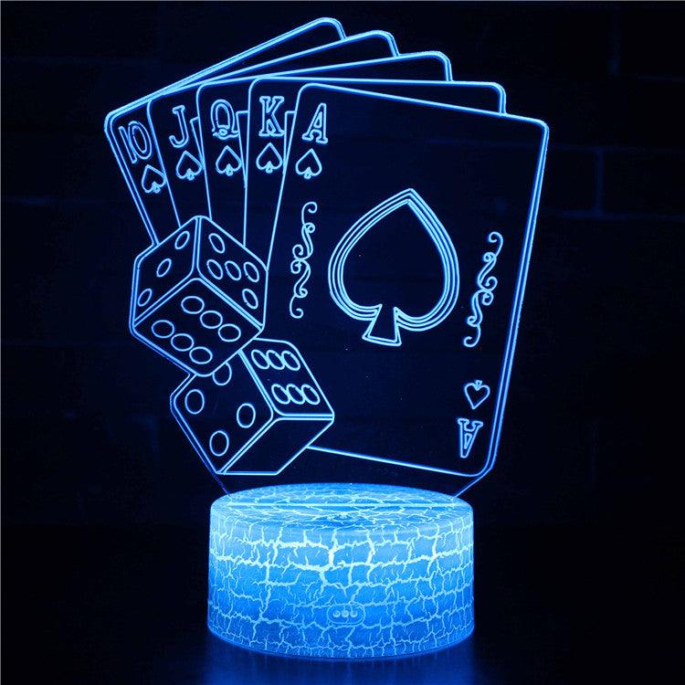 Cards & Dice 3D Optical Illusion Lamp-3D Optical Lamp