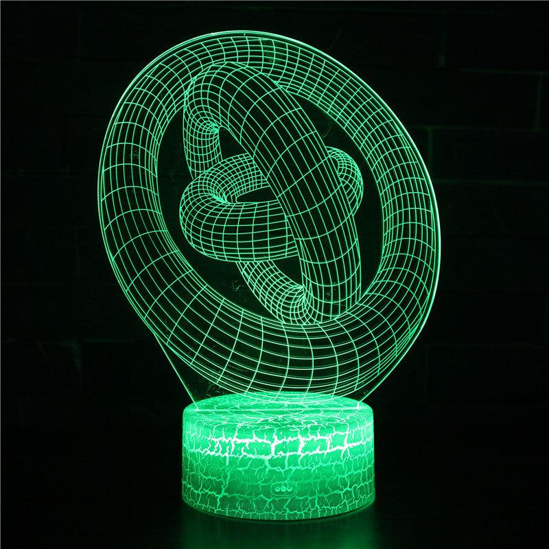 Green Abstract Rotating Circles 3D Optical Illusion Lamp - 3D Optical Lamp