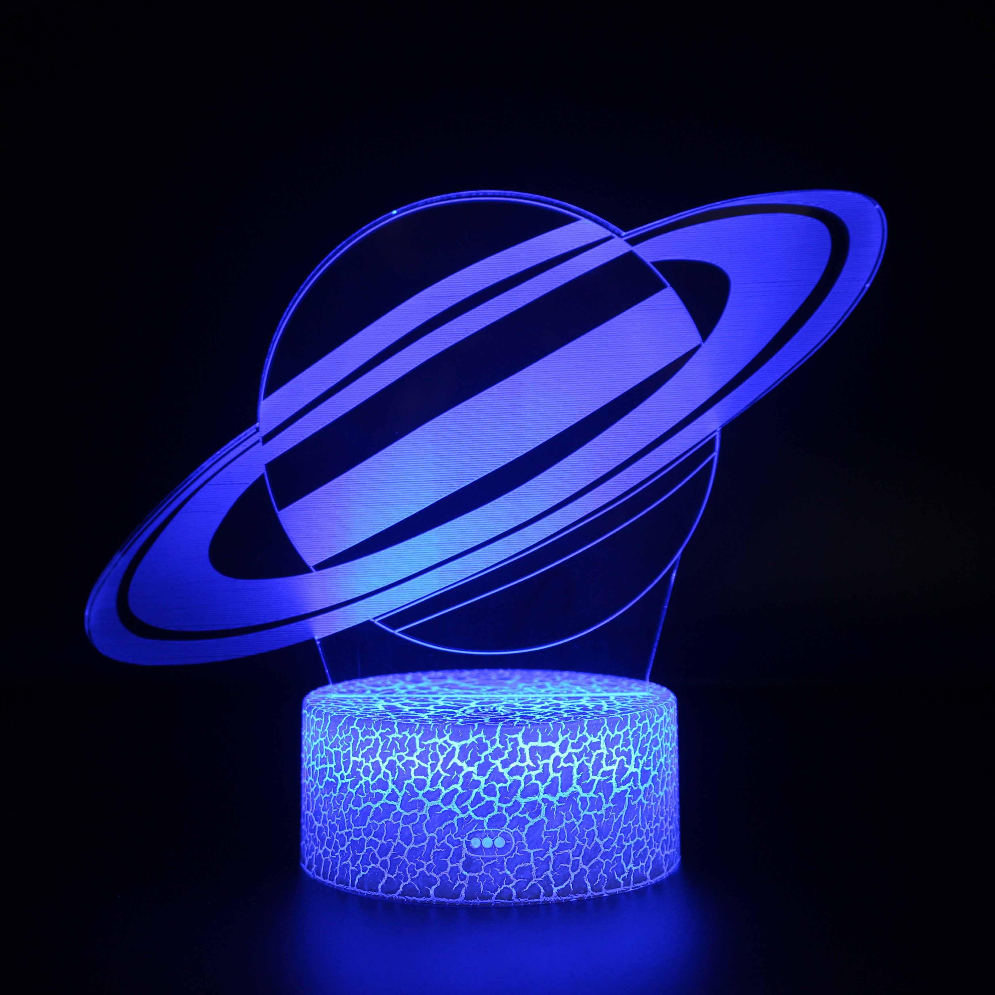 Planet Saturn 3D Optical Illusion Lamp - 3D Optical Lamp