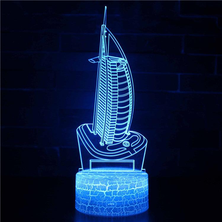 Burj Al Arab Building 3D Optical Illusion Lamp - 3D Optical Lamp
